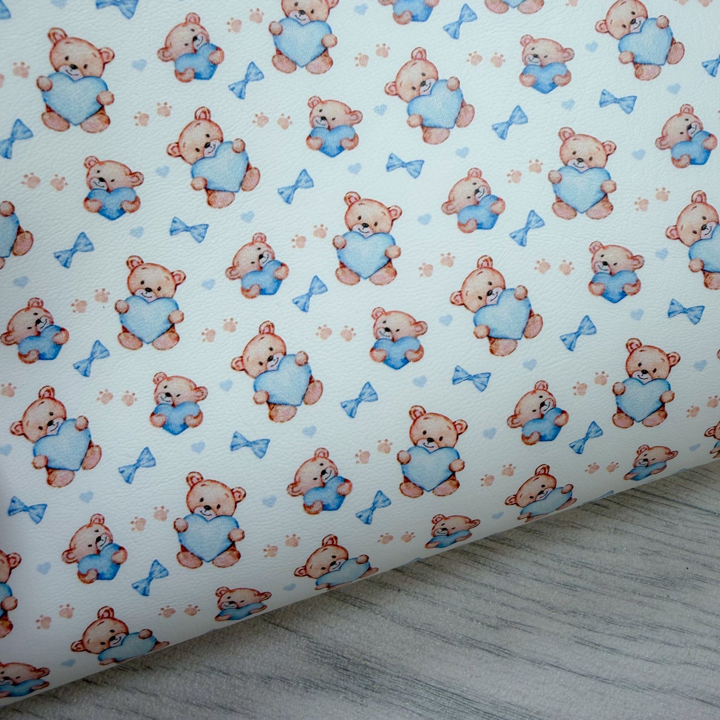 Bear Blue Hearts Leatherette