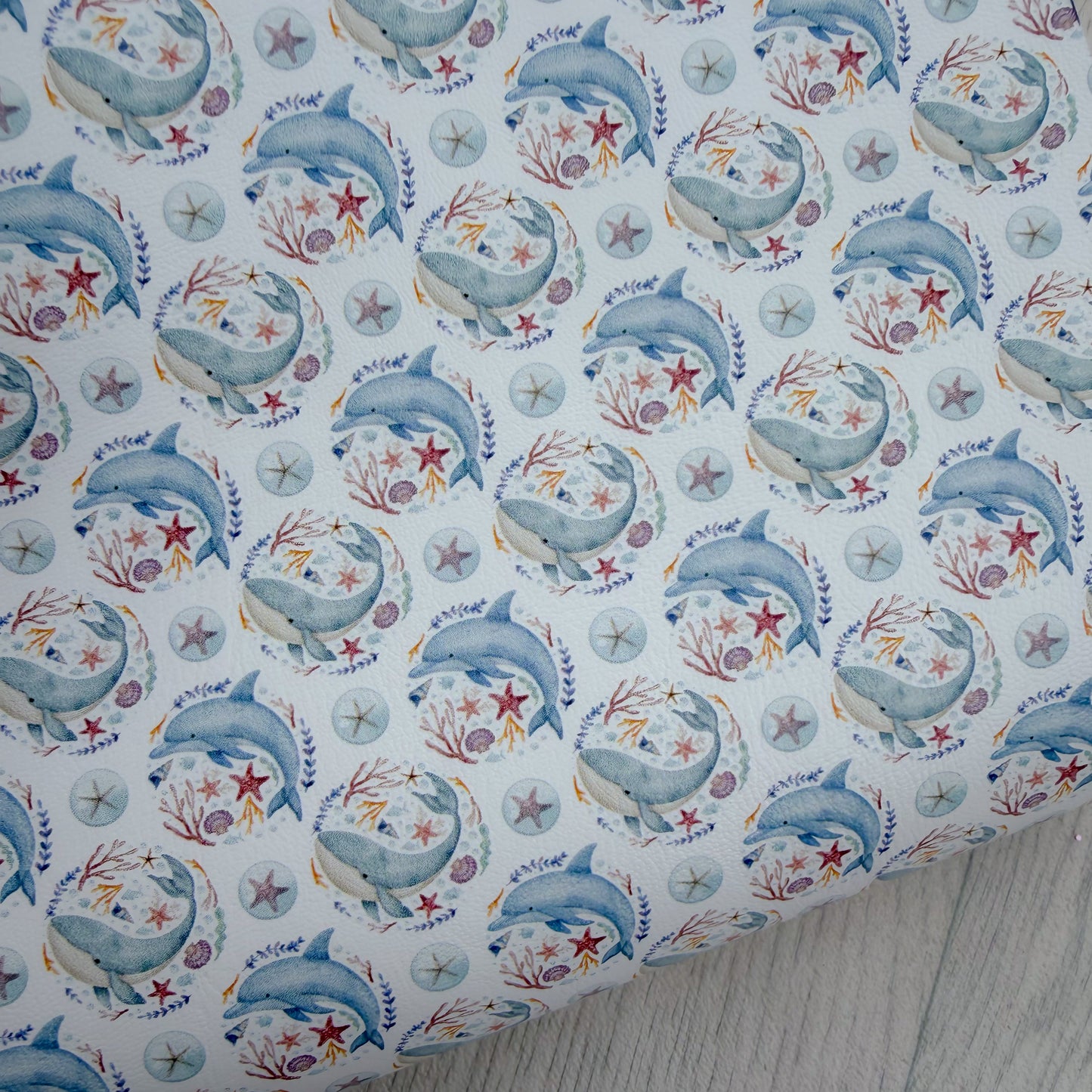 Dolphins & Whales Faux Leather Sheet