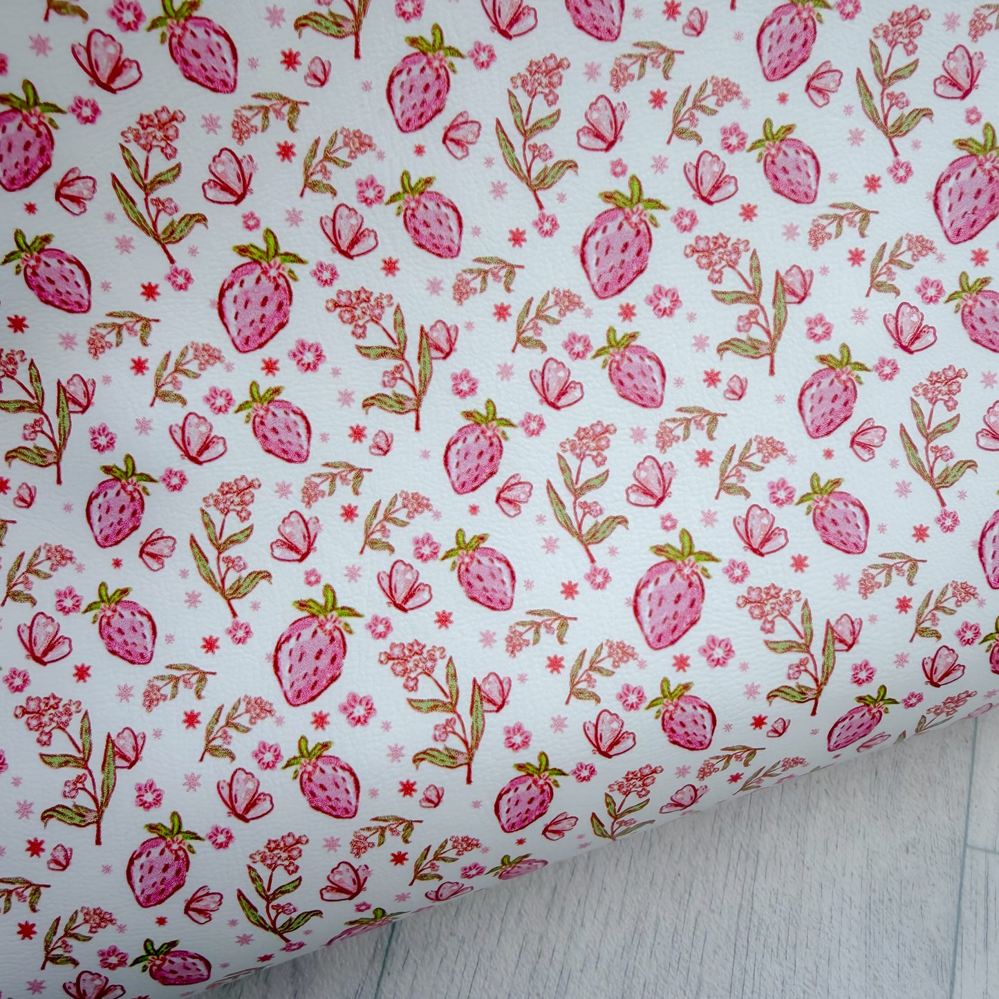 Butterfly Strawberry Faux Leather
