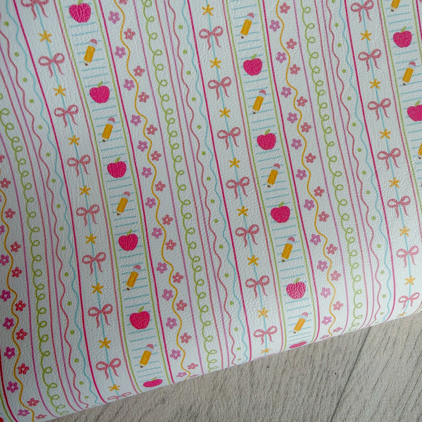 Stripe School Doodle Faux Leather Sheet