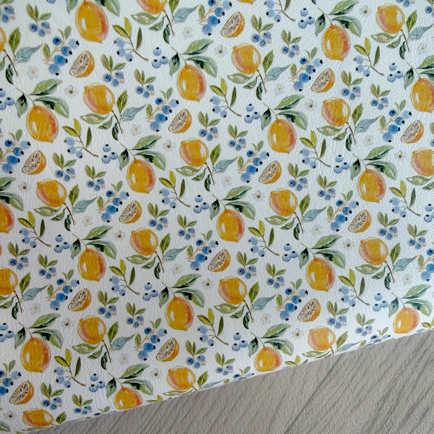 Lemon Blueberries Faux Leather Sheet