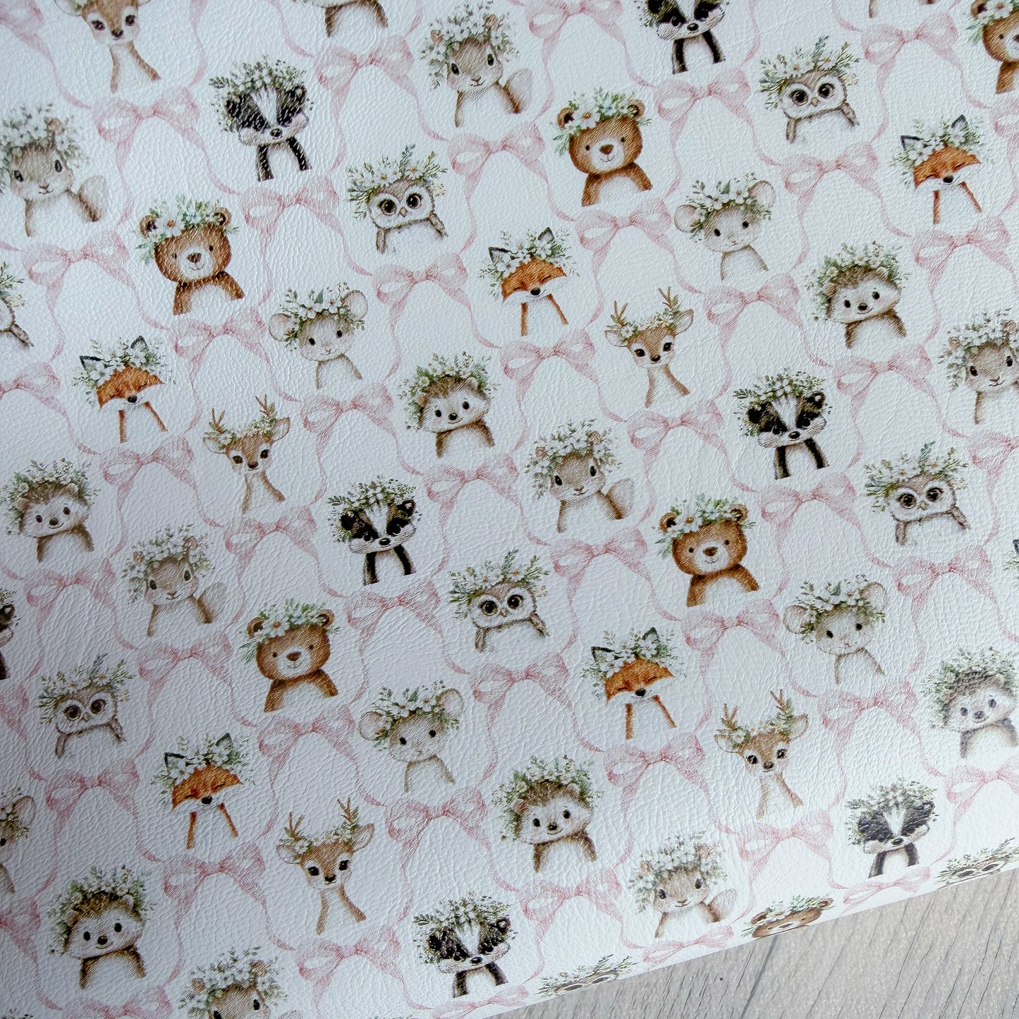 Pretty Woodland Animals Faux Leather Sheet