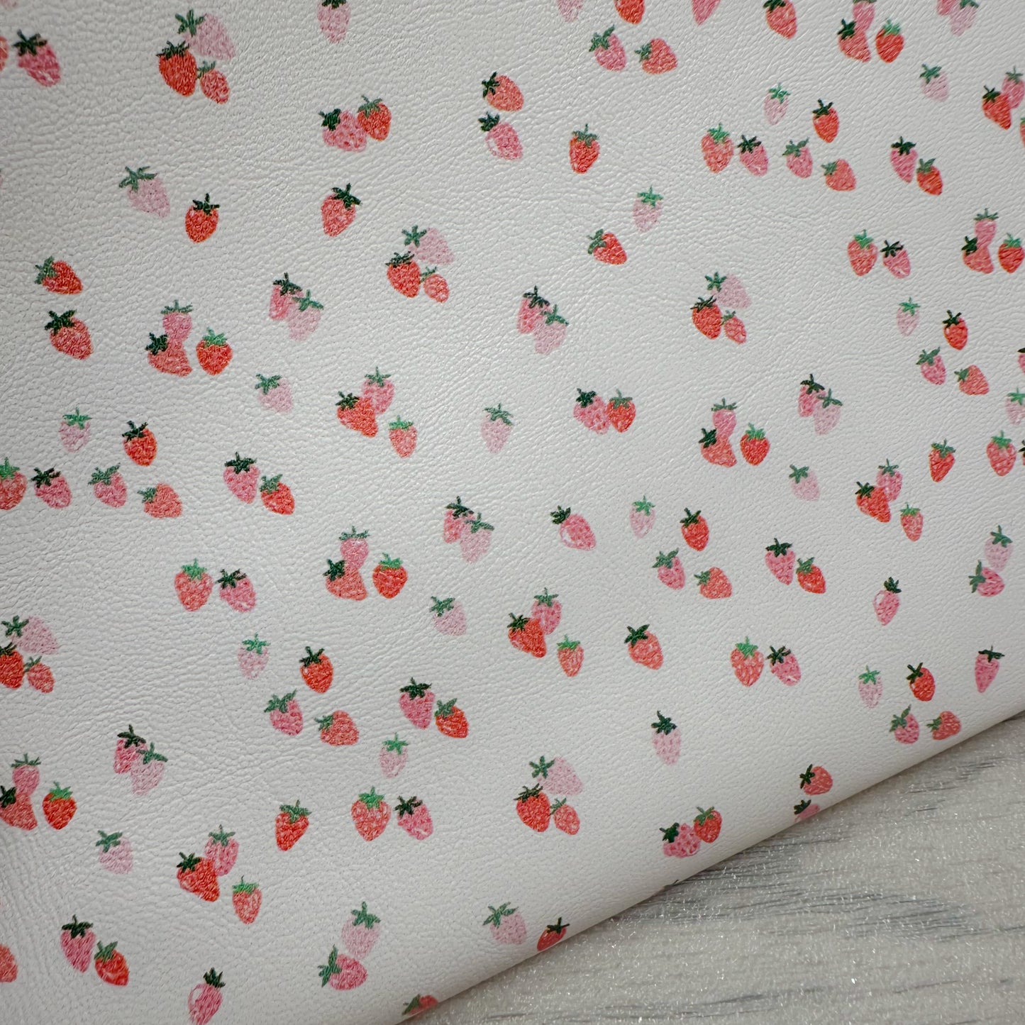 Ditsy Strawberries Leatherette