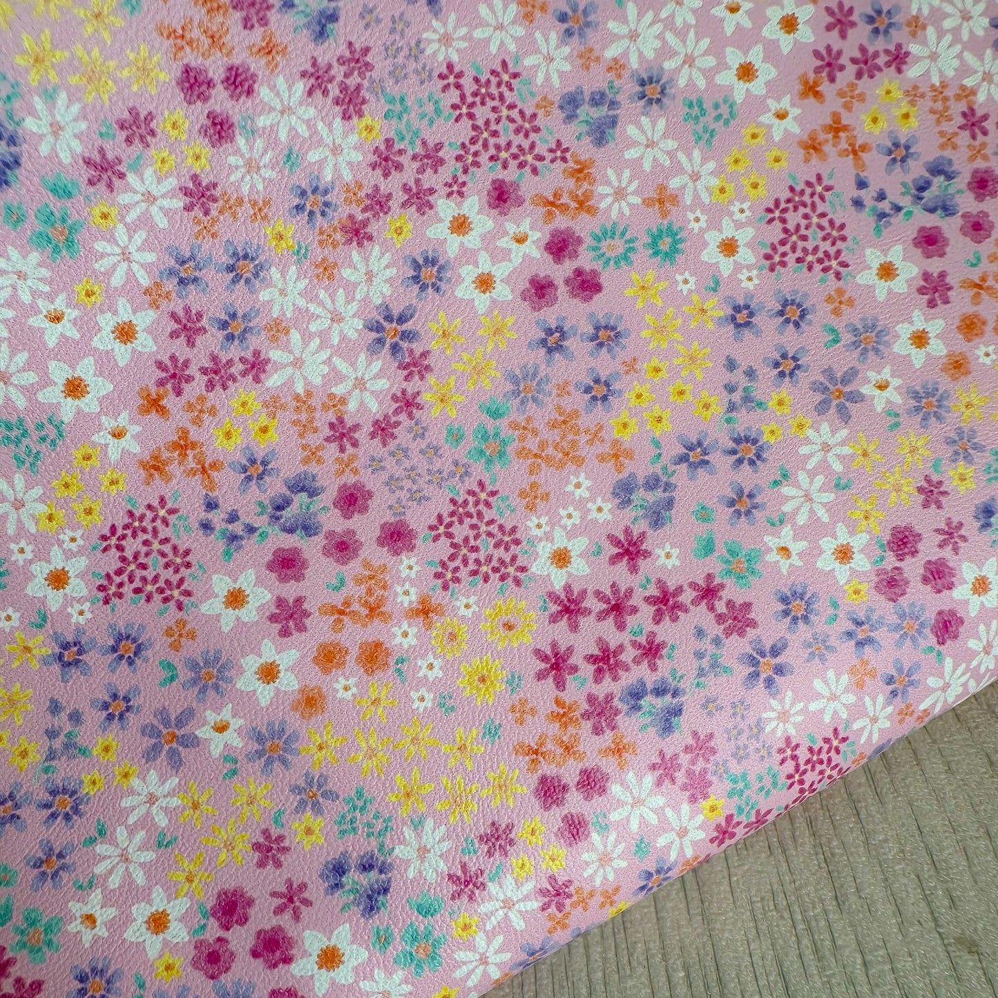 Pink Rainbow Floral Leatherette