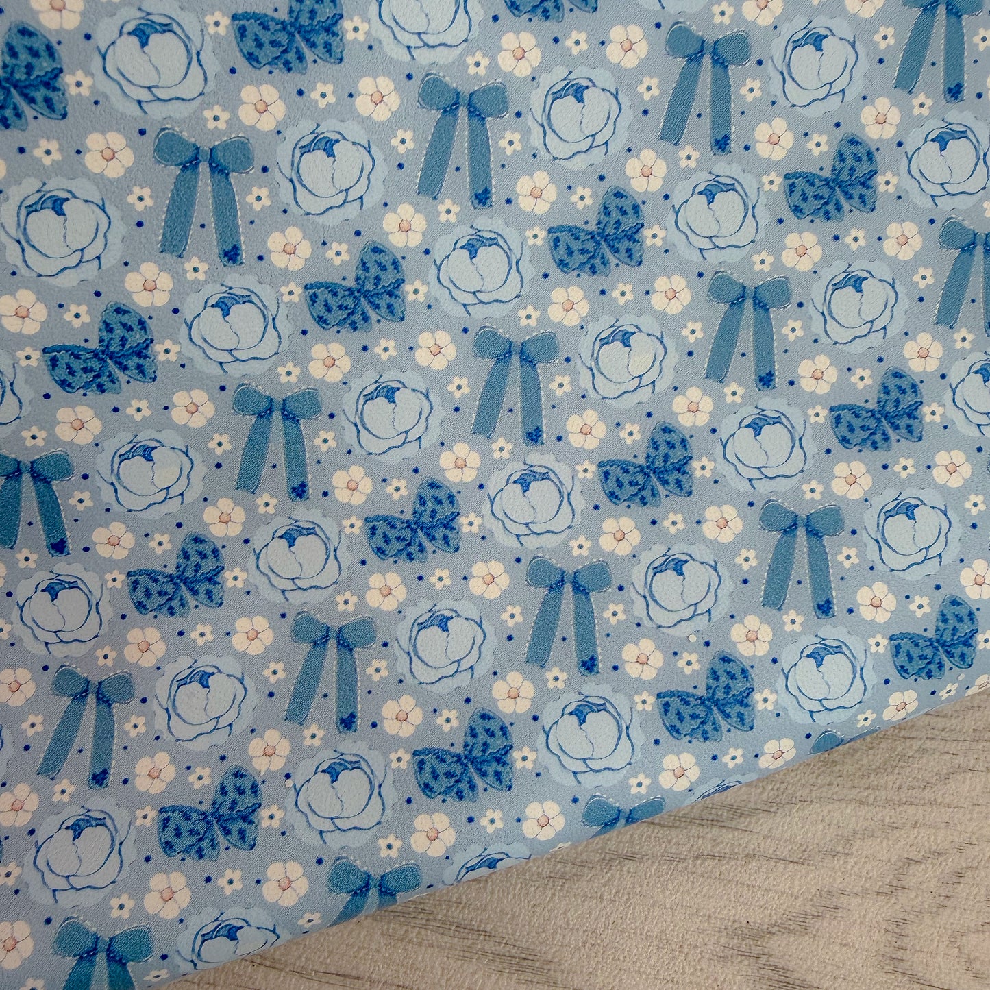 Blue Blooms & Bows Leatherette