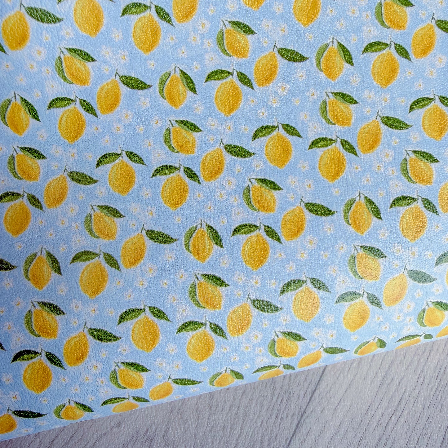 Blue Lemon Daisies Faux Leather Sheet