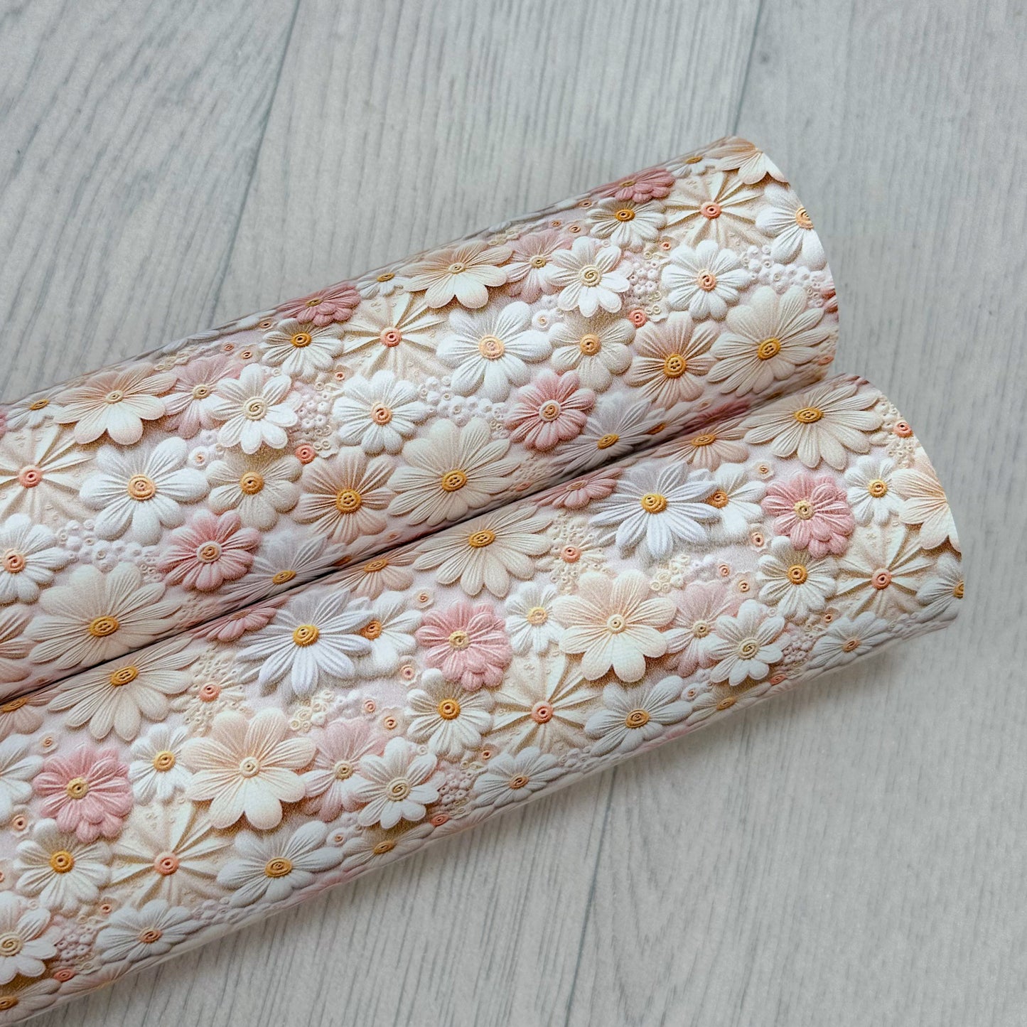 3D Daisy Flowers Leatherette