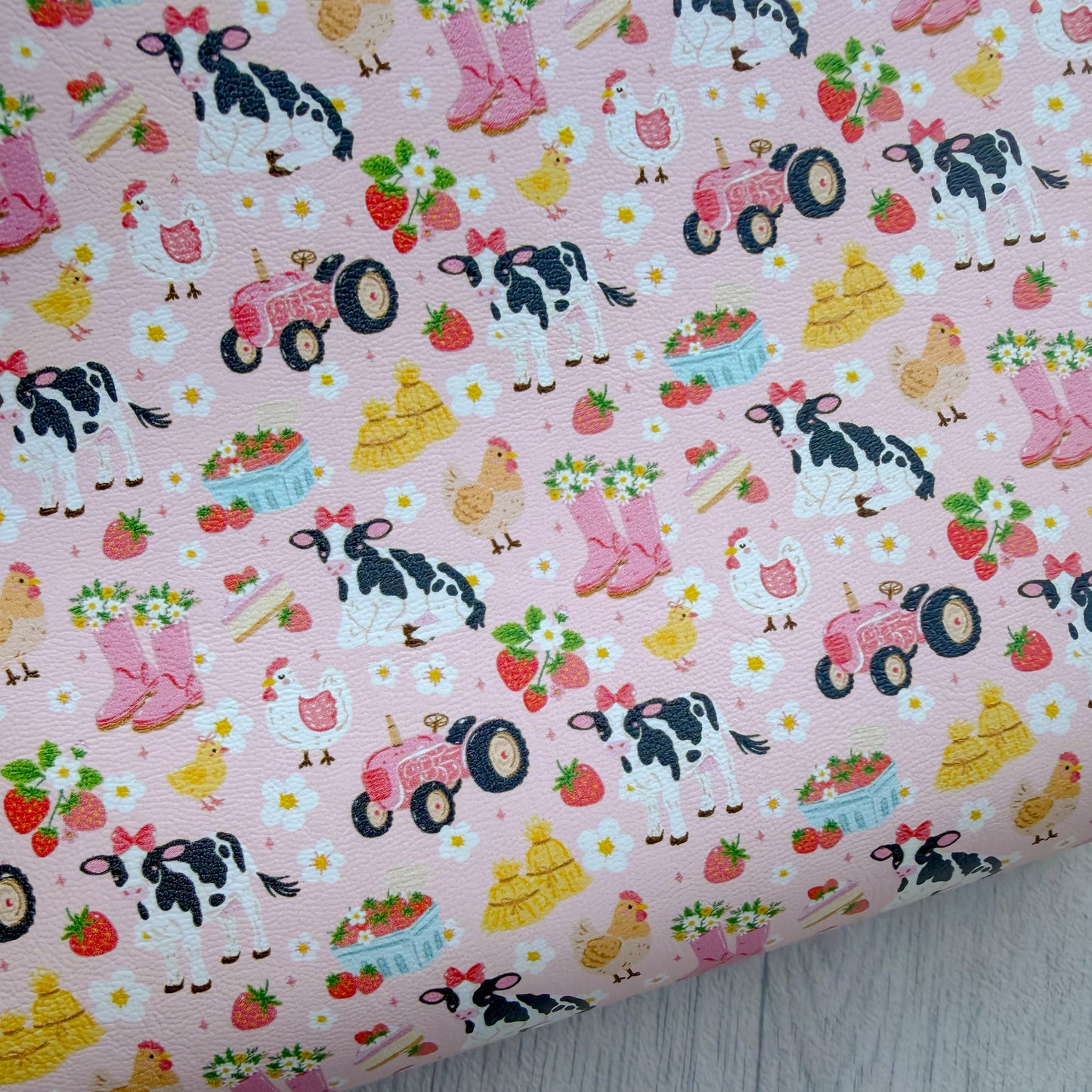 Strawberry Cow Farm Faux Leather Sheet