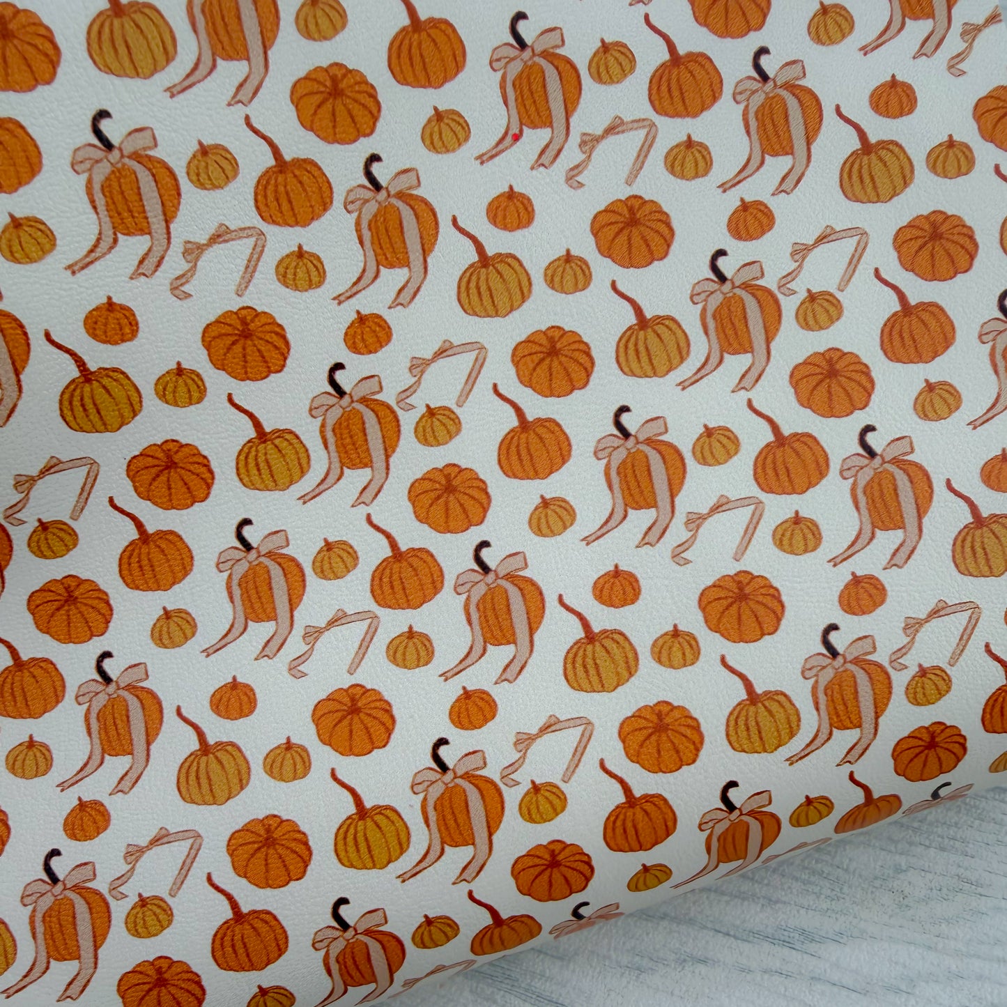 Pumpkin Ribbons Faux Leather Sheet