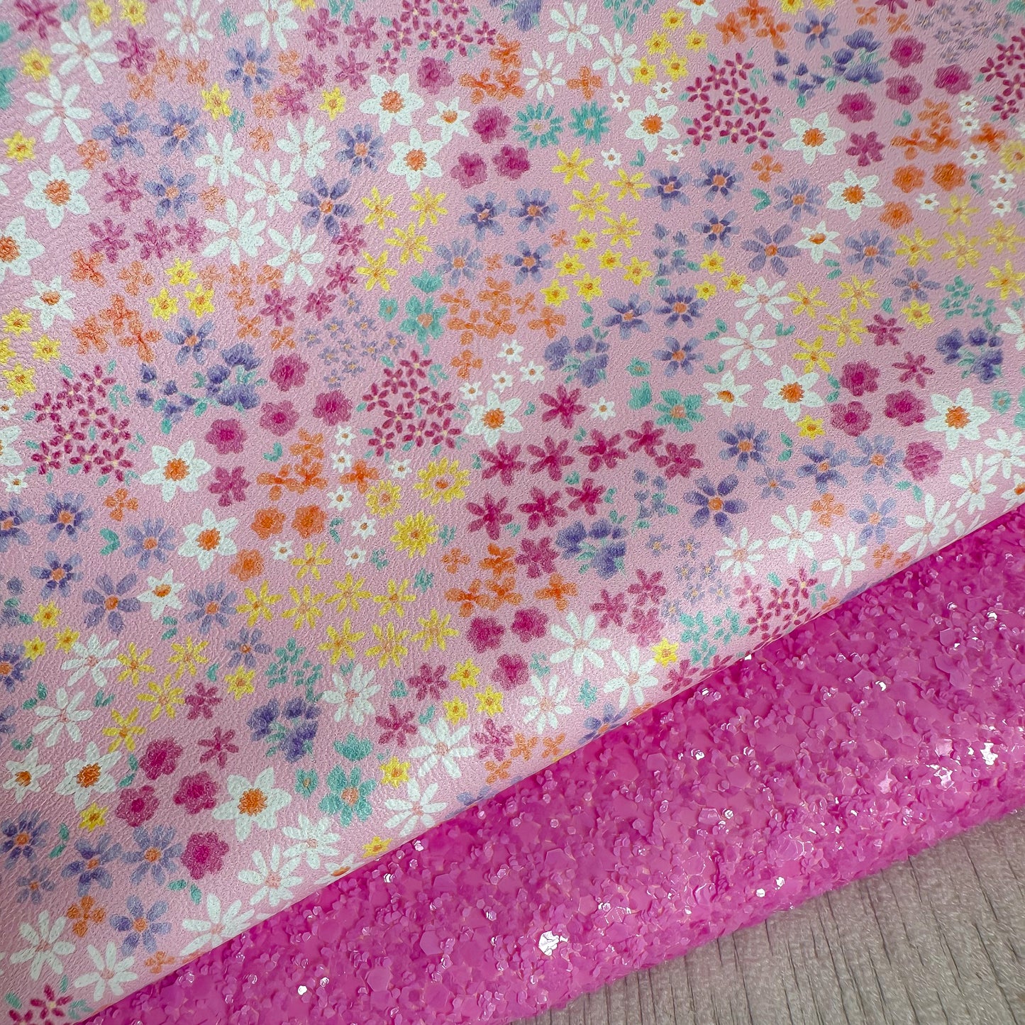 Pink Rainbow Floral Glitter Duo