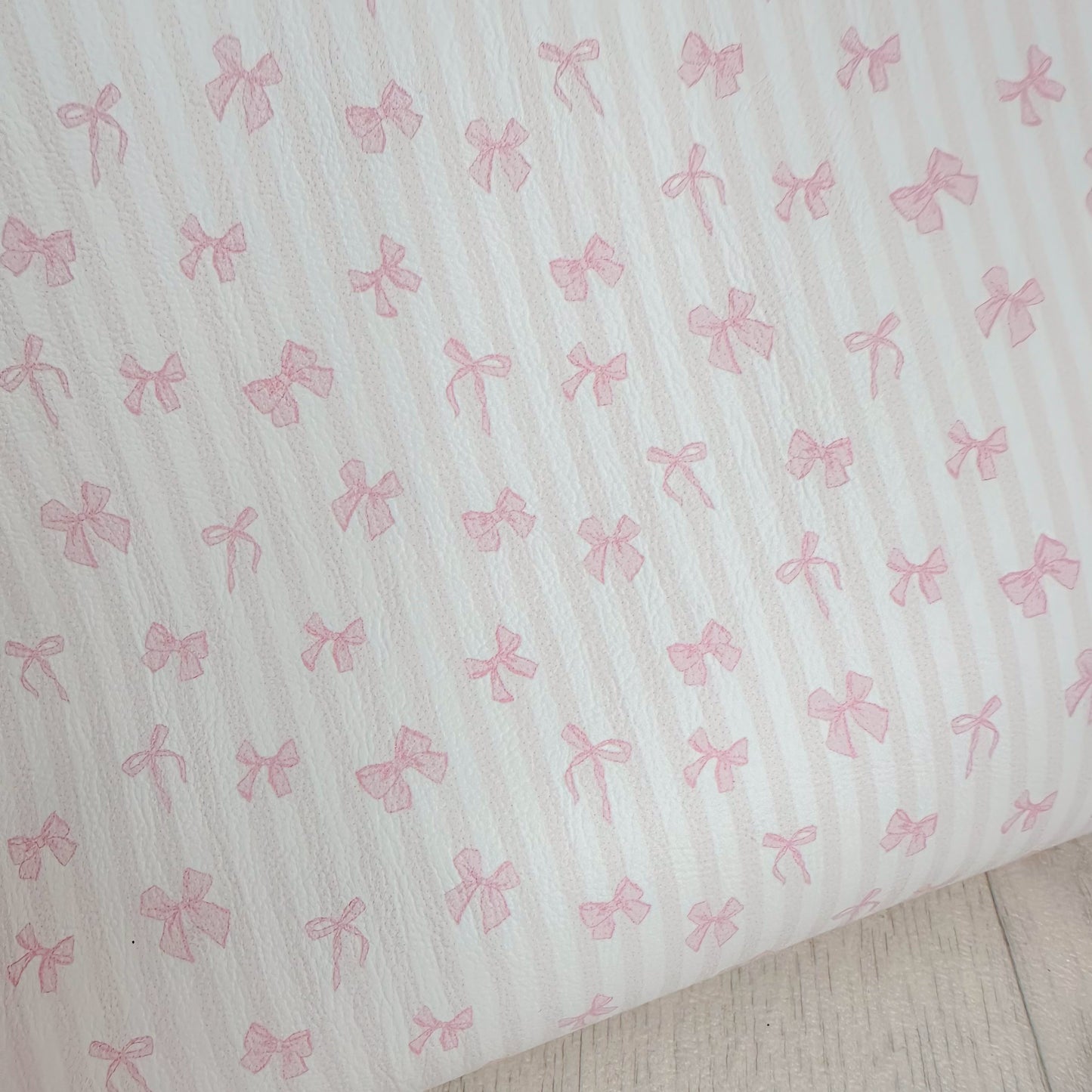 Pink Stripes & Bows Faux Leather Sheet