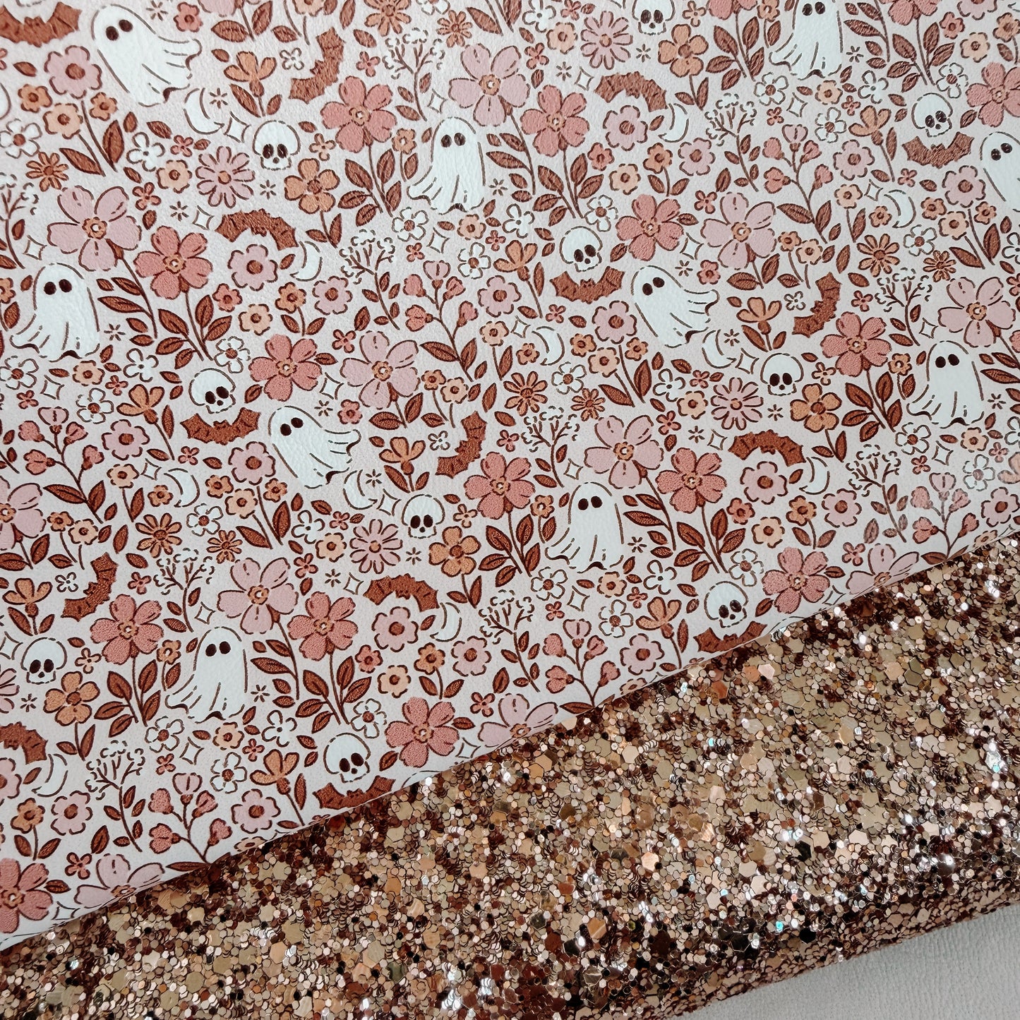 Meadow Floral Ghosts Faux Leather Glitter Duo