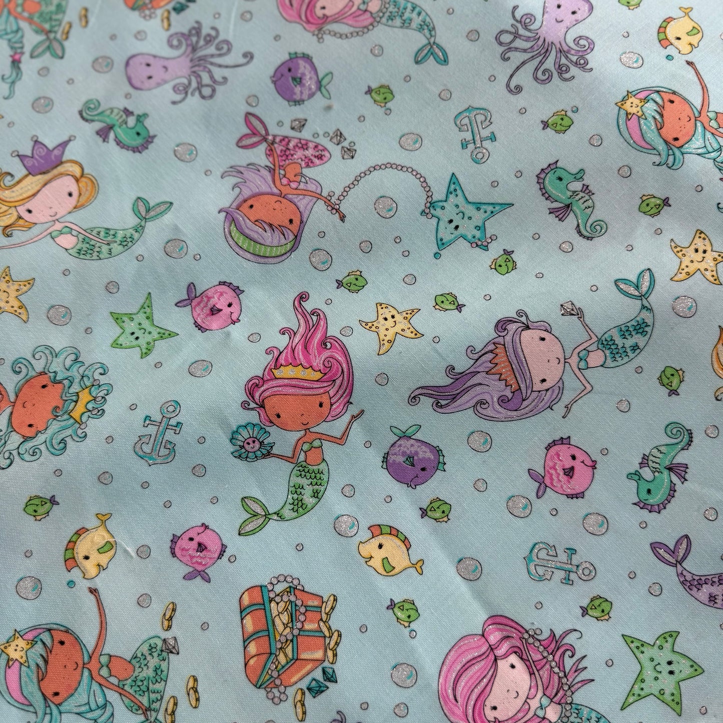 Glittery Mermaids By Timeless Treasures (Fun-CM3878) Cotton Fabric