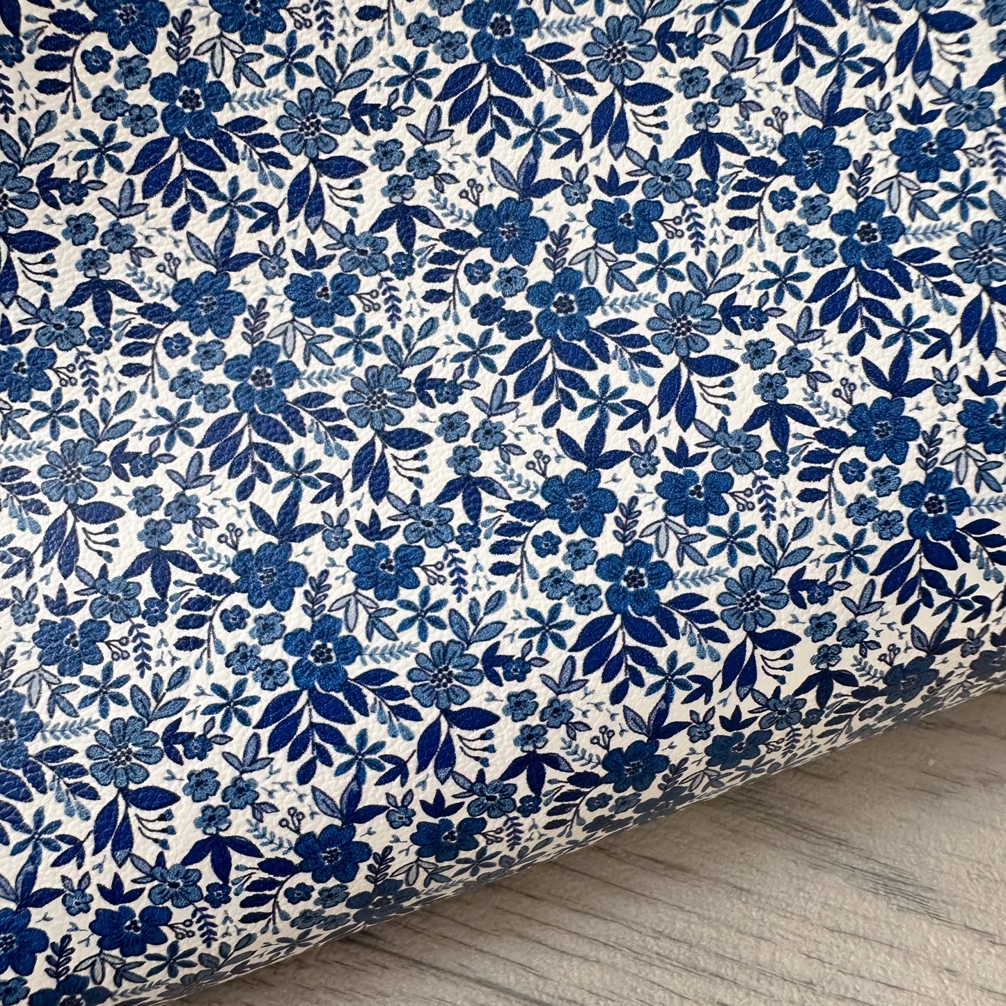 Ditsy Navy Autumn Floral Faux Leather Sheet