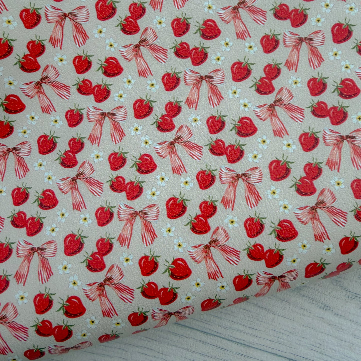Nudie Ribbon Strawberries Faux Leather Sheet