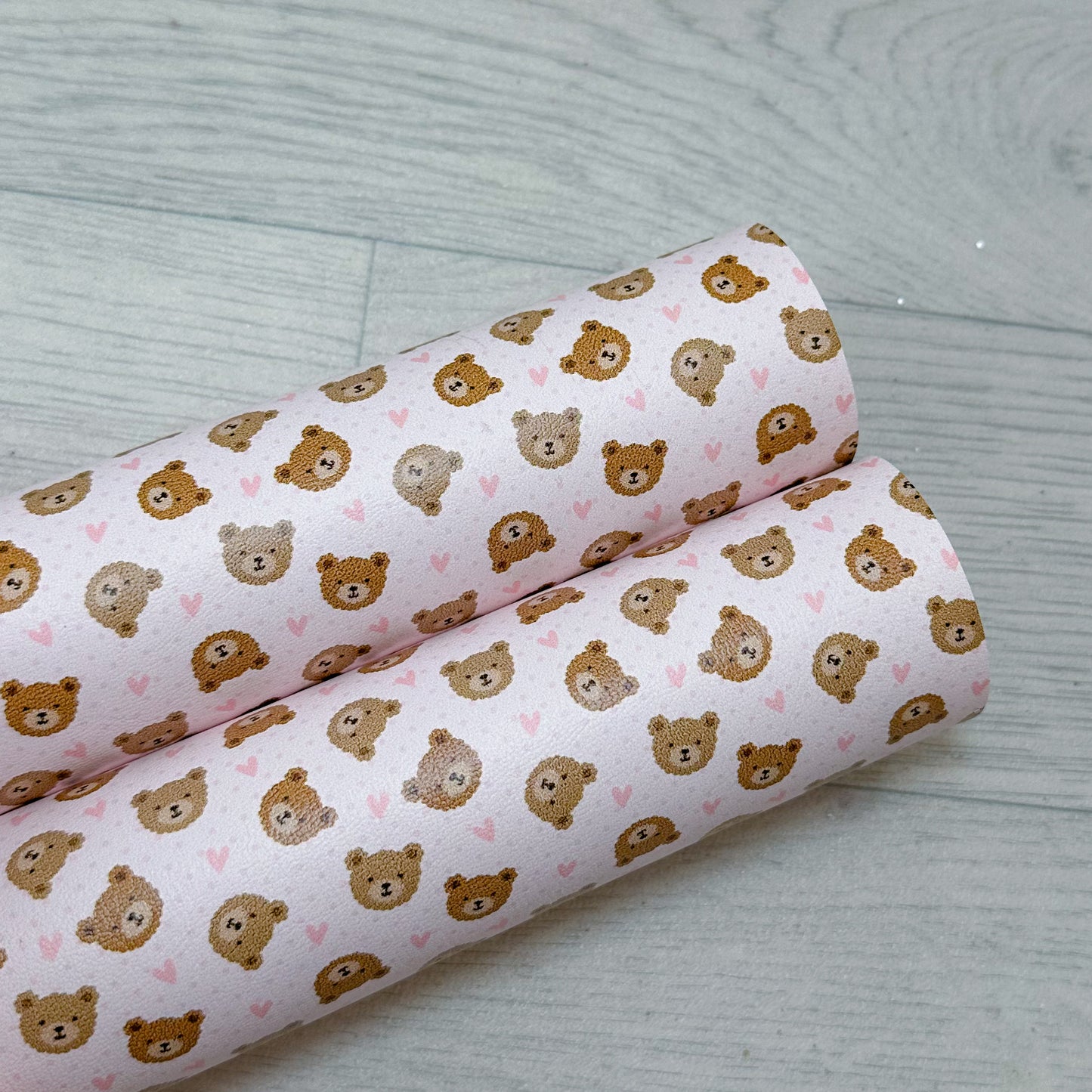 Fuzzy Bears & Hearts Leatherette