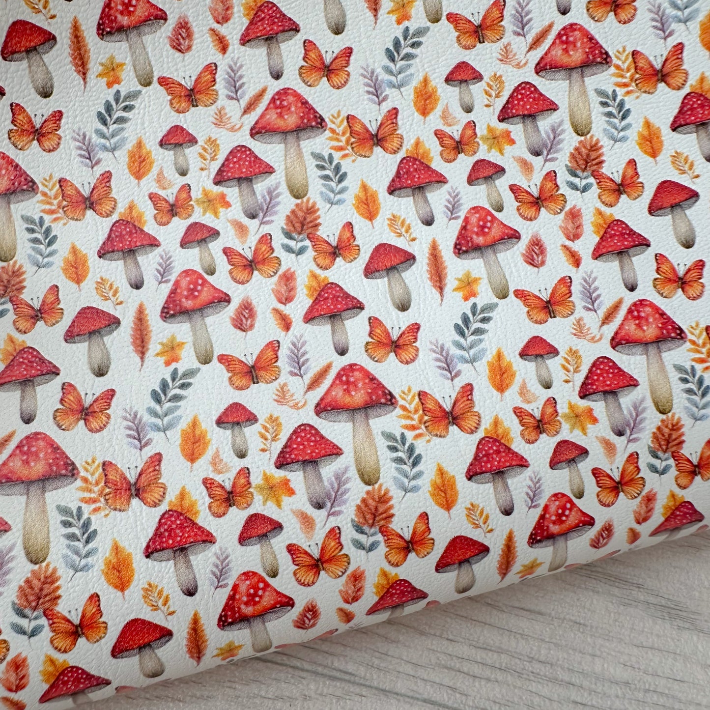 Butterfly Toadstool Faux Leather Sheet