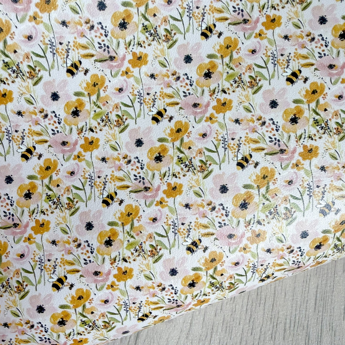 Floral Bees Faux Leather Sheet