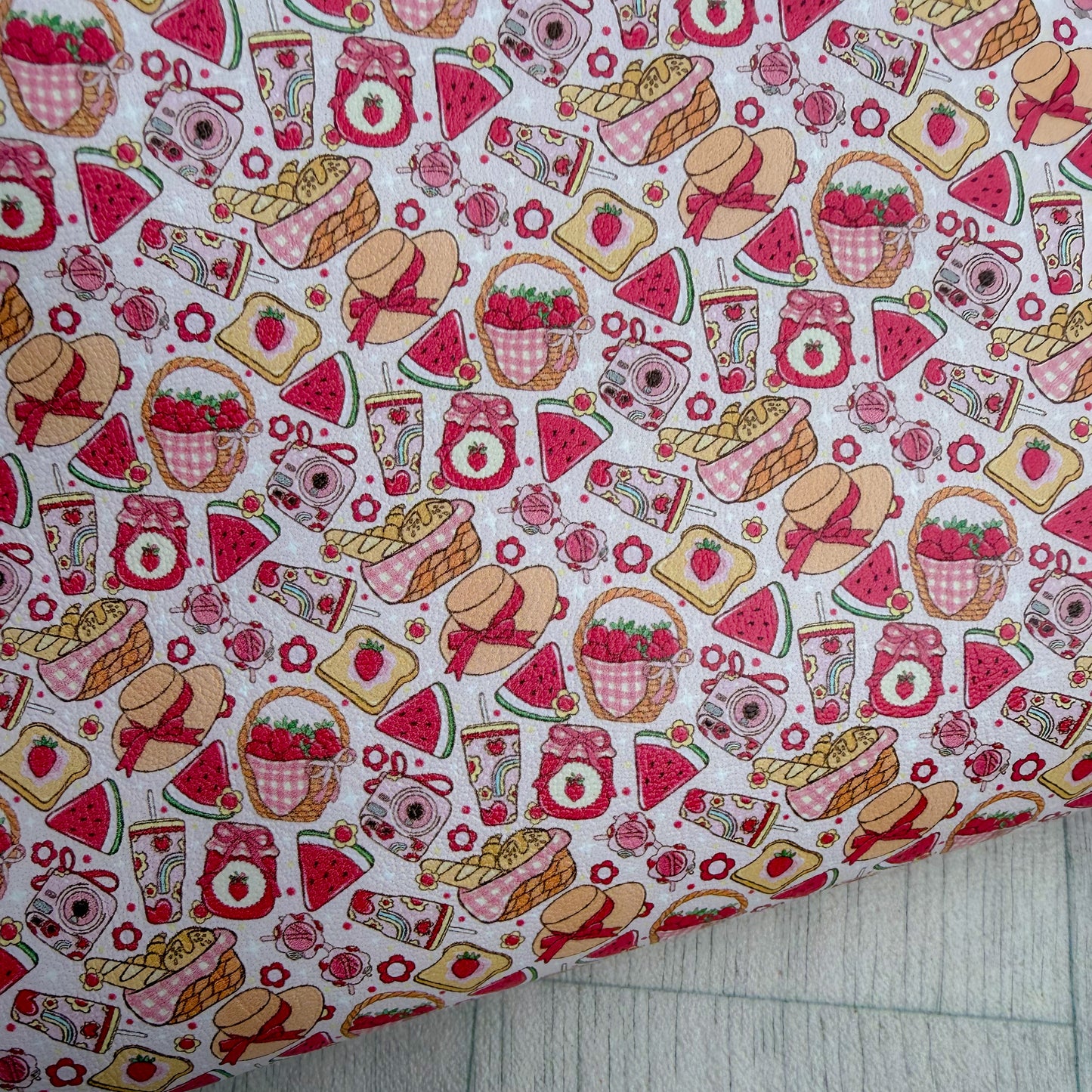 Fruity Picnic Faux Leather Sheet