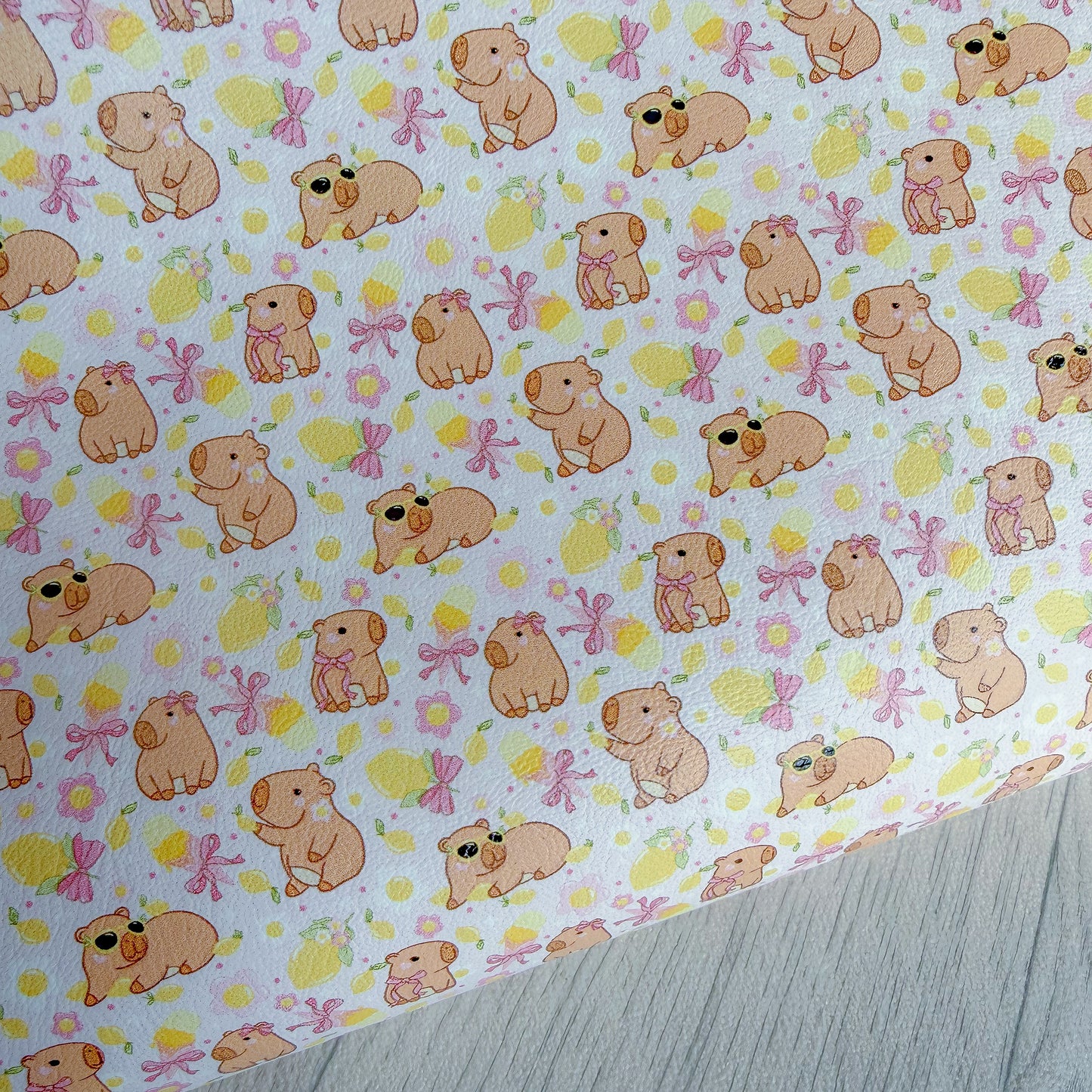 Lemon Capybara Faux Leather Sheet
