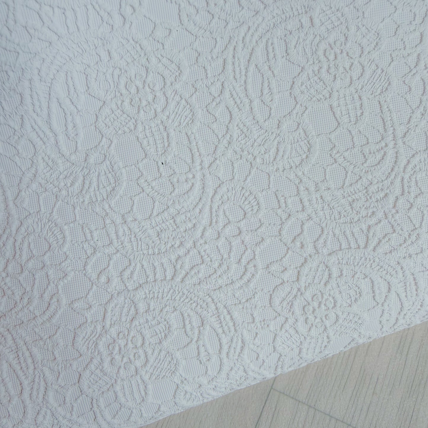 Embroidery Lace White Faux Leather