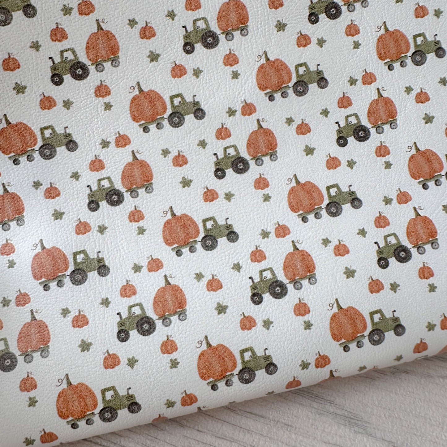 Pumpkin Tractor Faux Leather Sheet