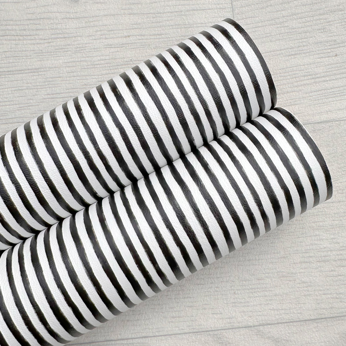 Stripped White & Black Leatherette