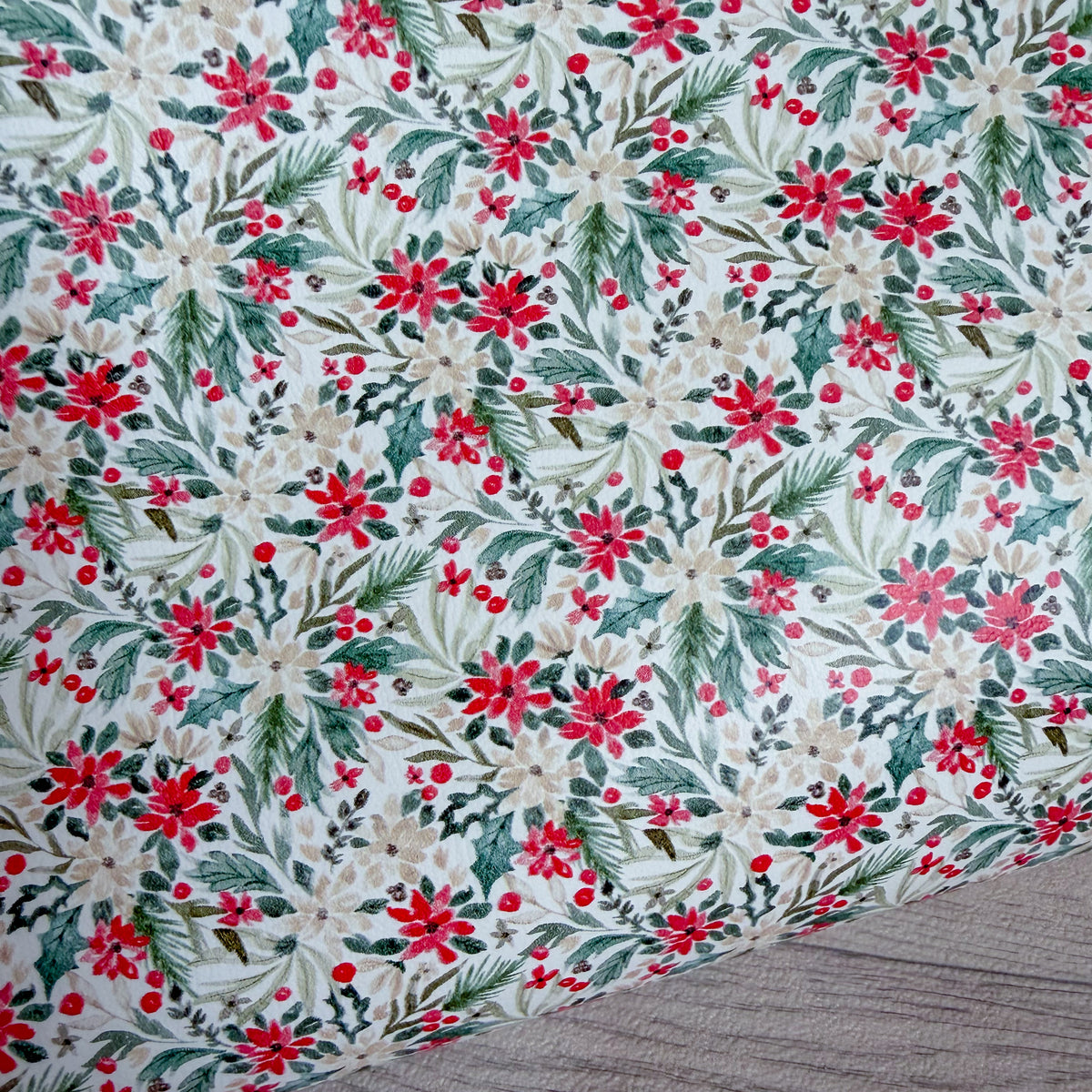 Pretty Christmas Floral Faux Leather Sheet