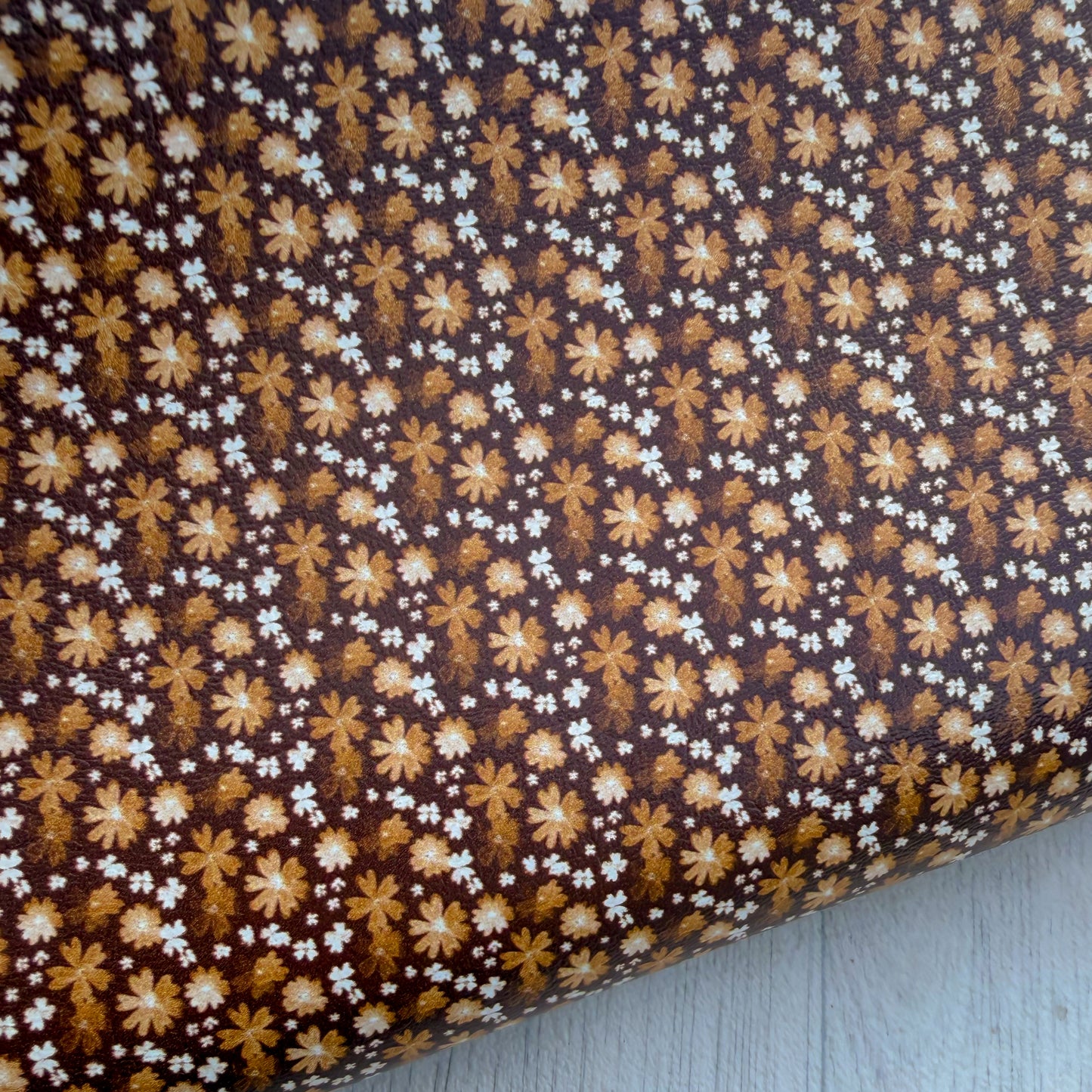 Brown Blossom Faux Leather