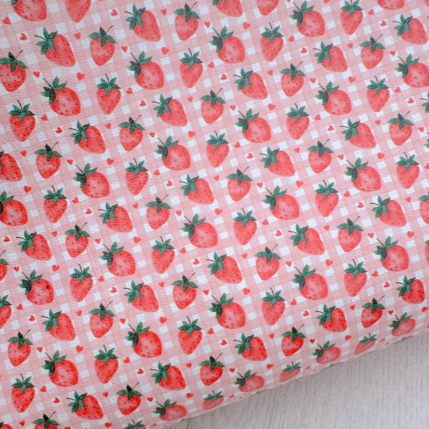 Strawberry Gingham Leatherette