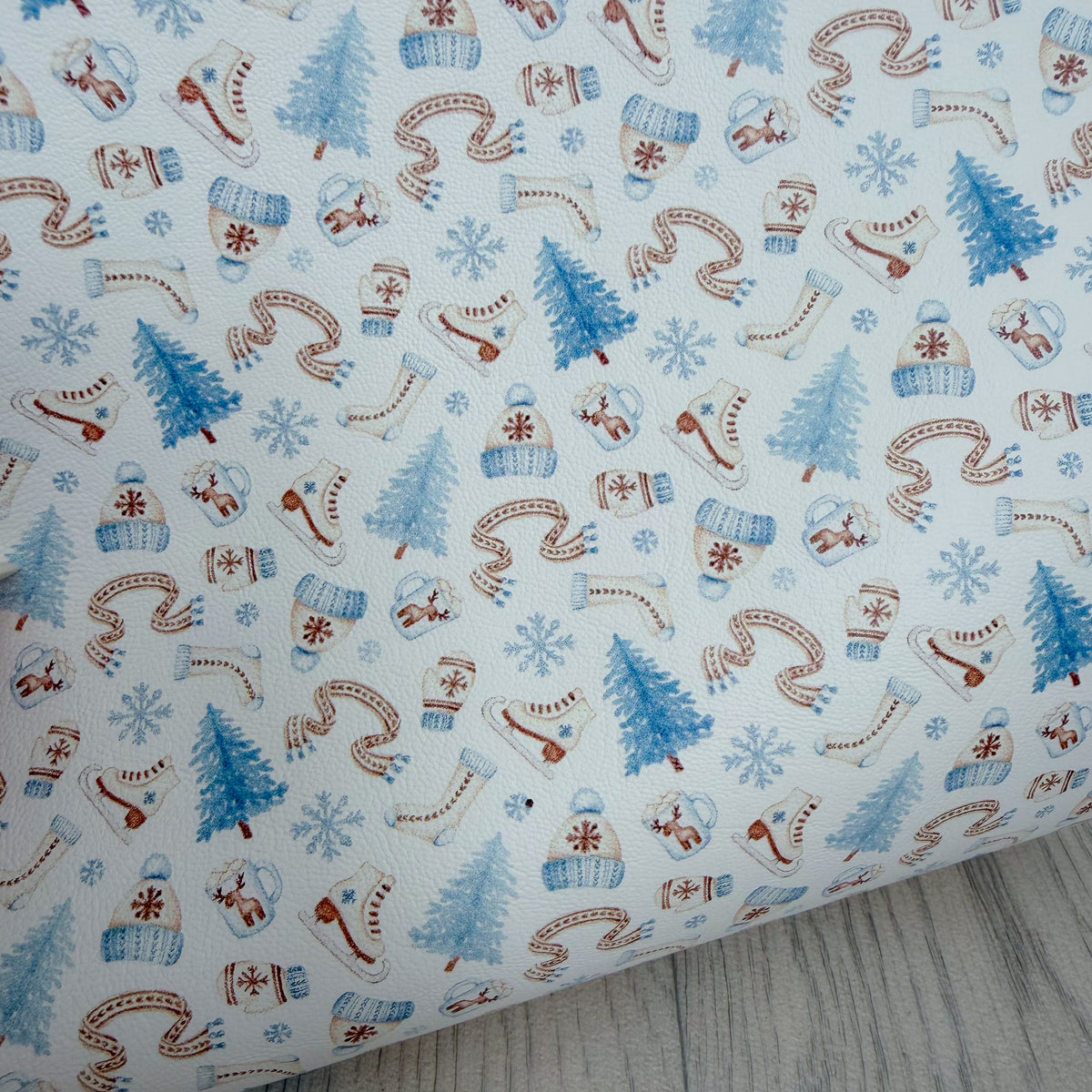 Winter Ice Skating Faux Leather Sheet