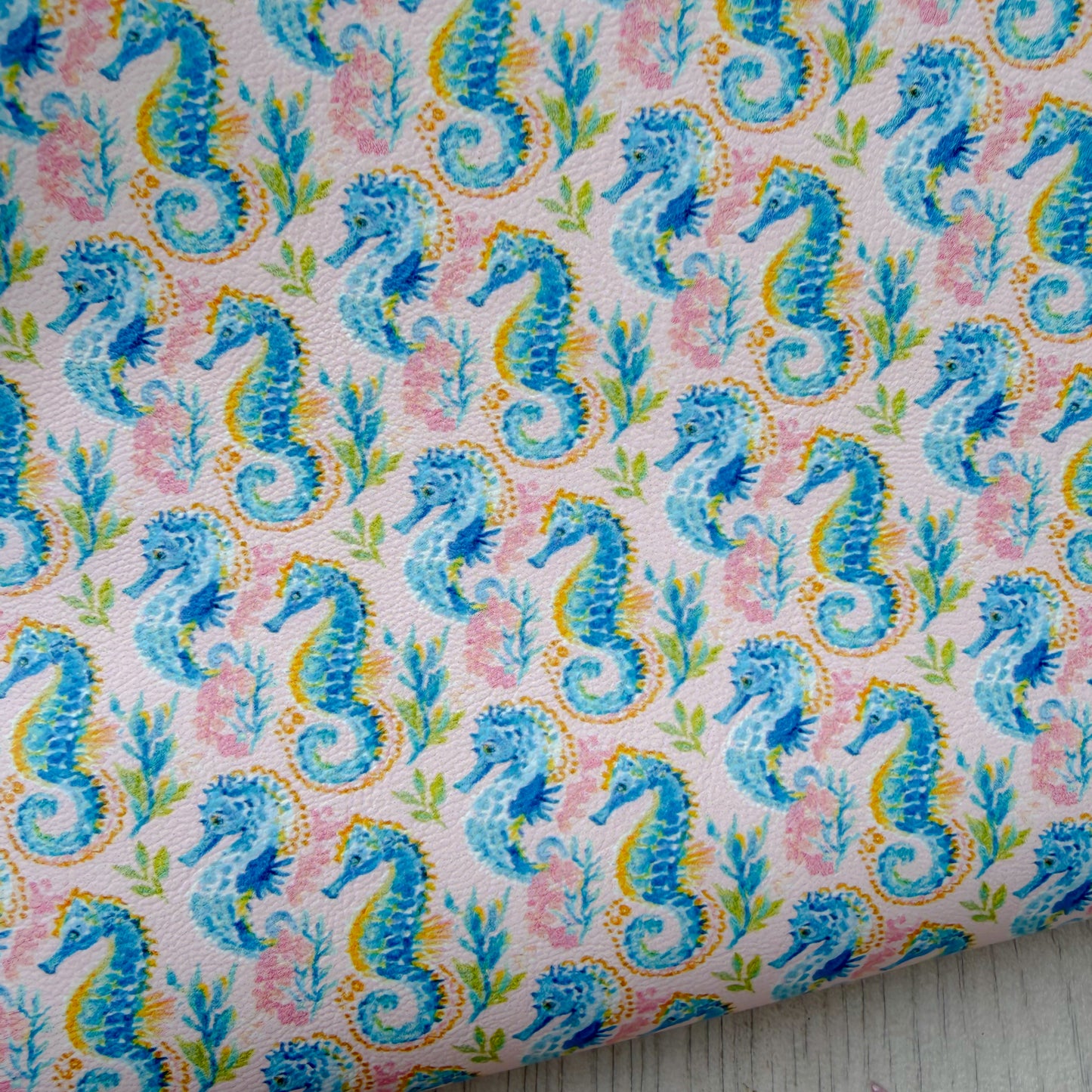 Blue Seahorses Faux Leather