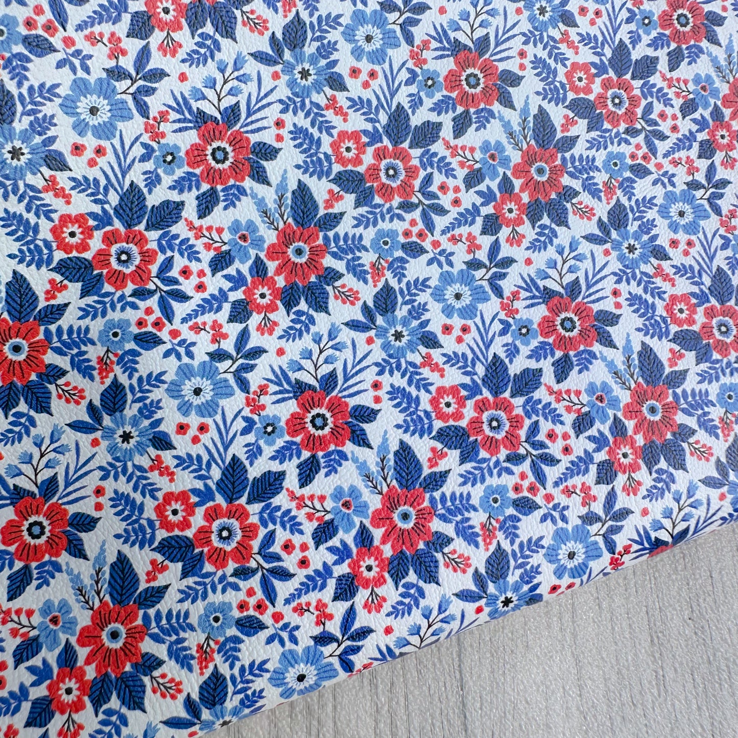 Red & Blue Floral Leatherette