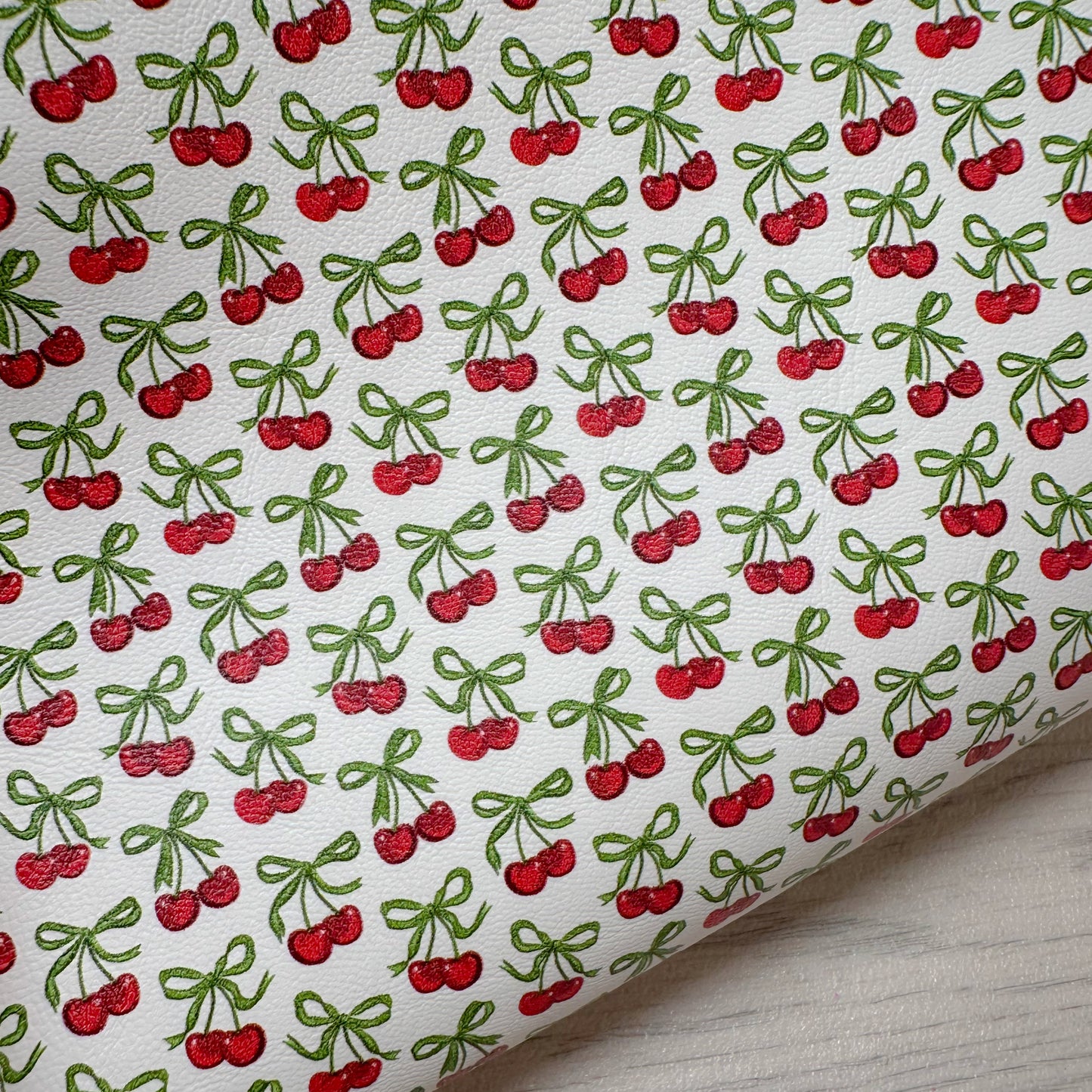Green Bow Cherries Leatherette