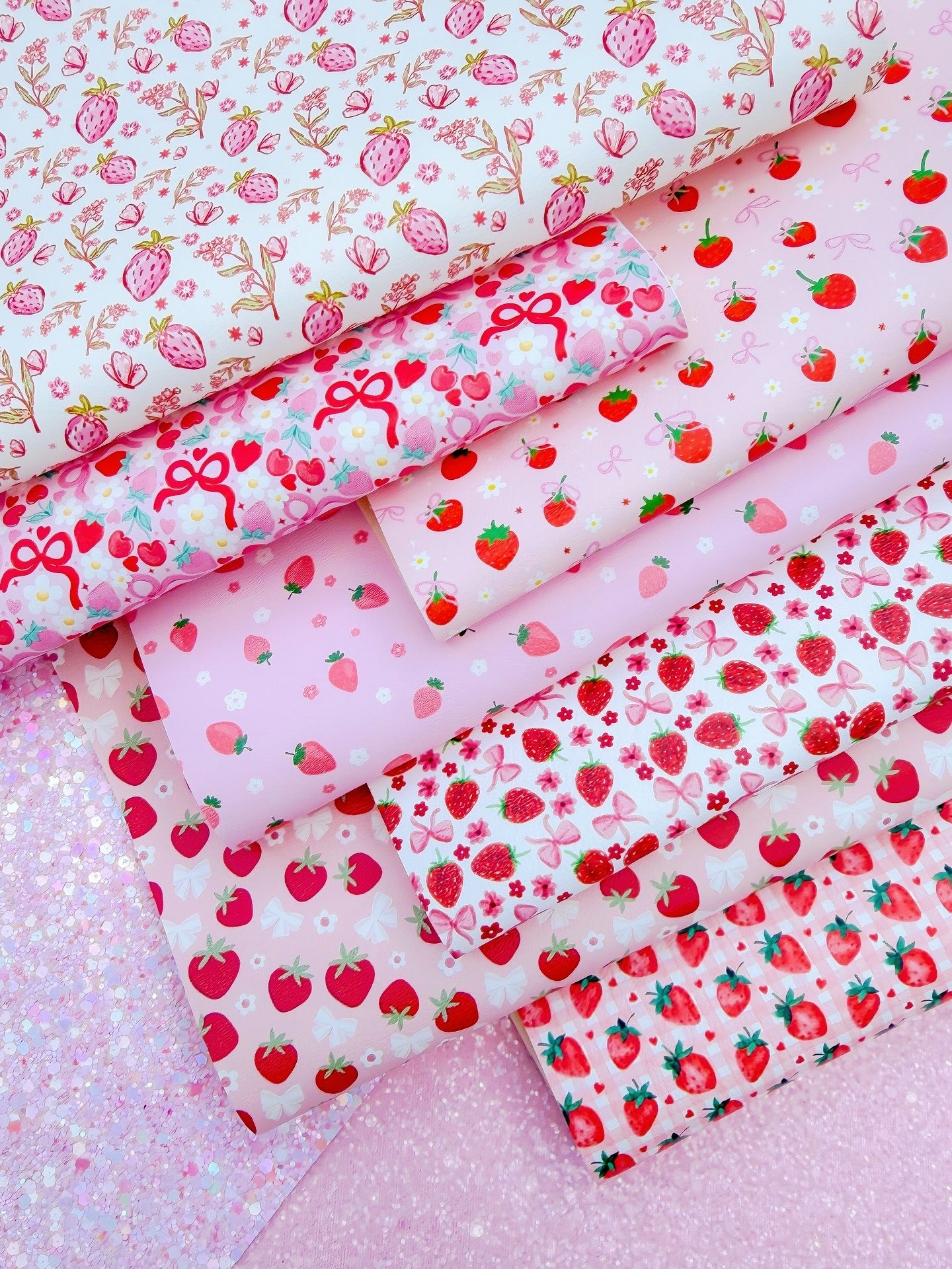 Strawberries Glitter & Faux Leather Bundle