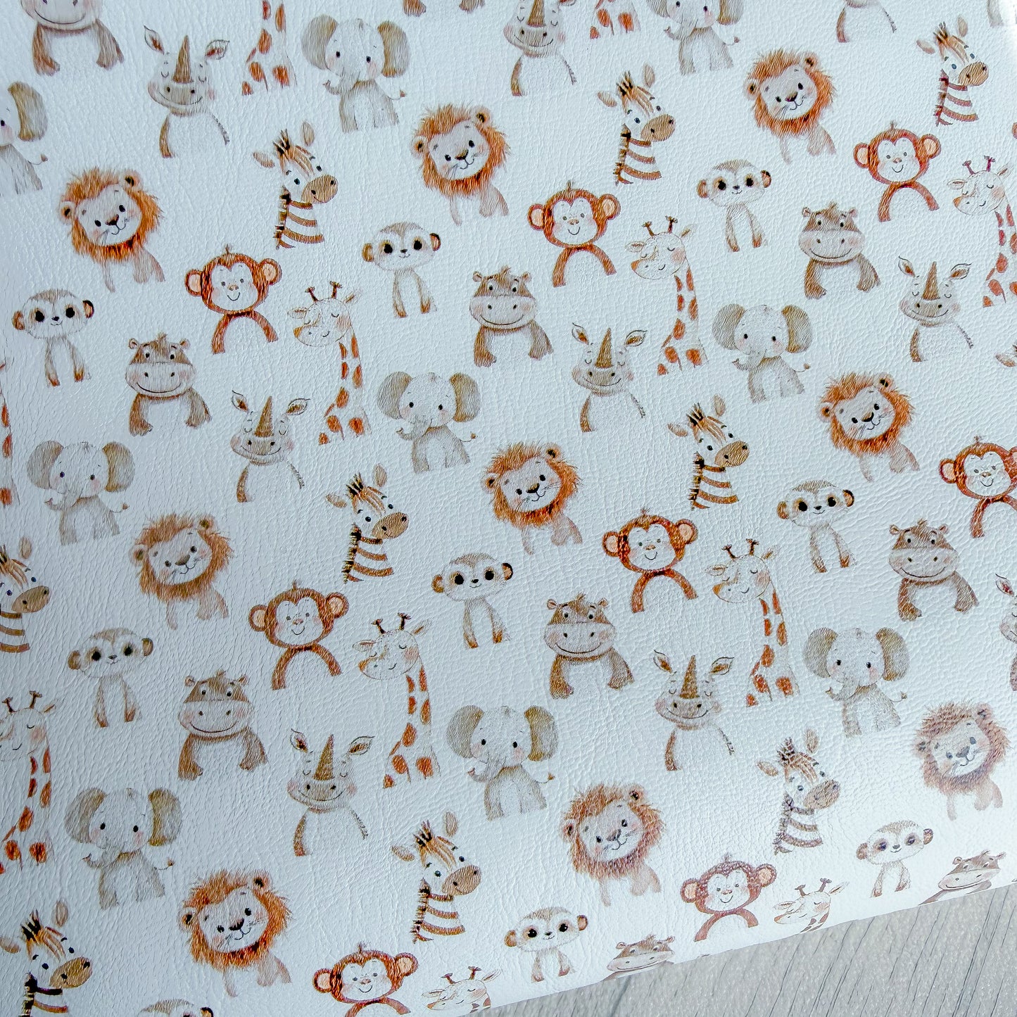 Neutral Jungle Pals Faux Leather