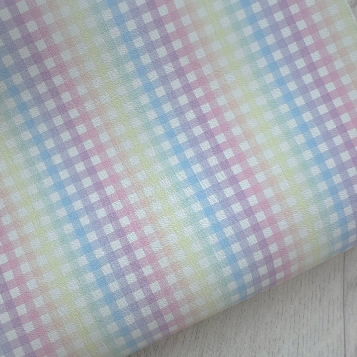 Pastel Rainbow Gingham Leatherette
