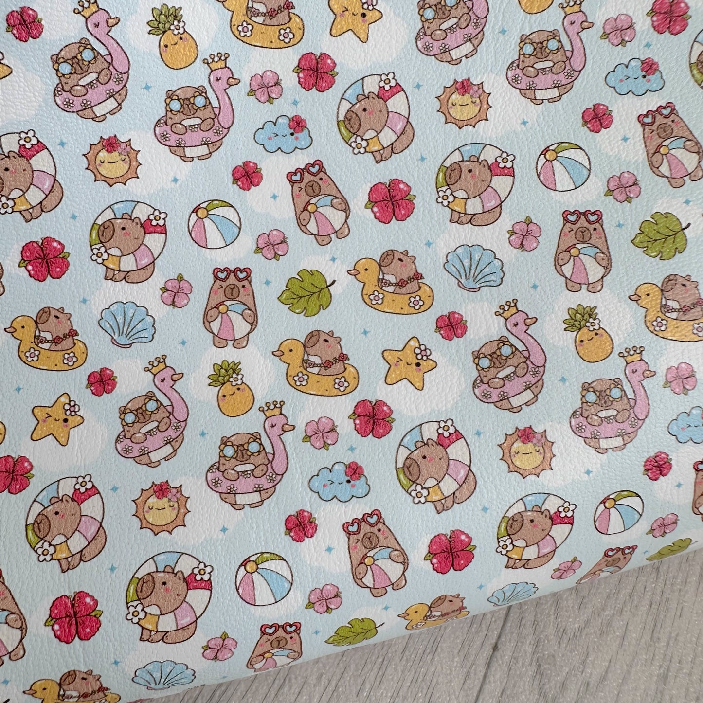 Summer Capybara Faux Leather Sheet