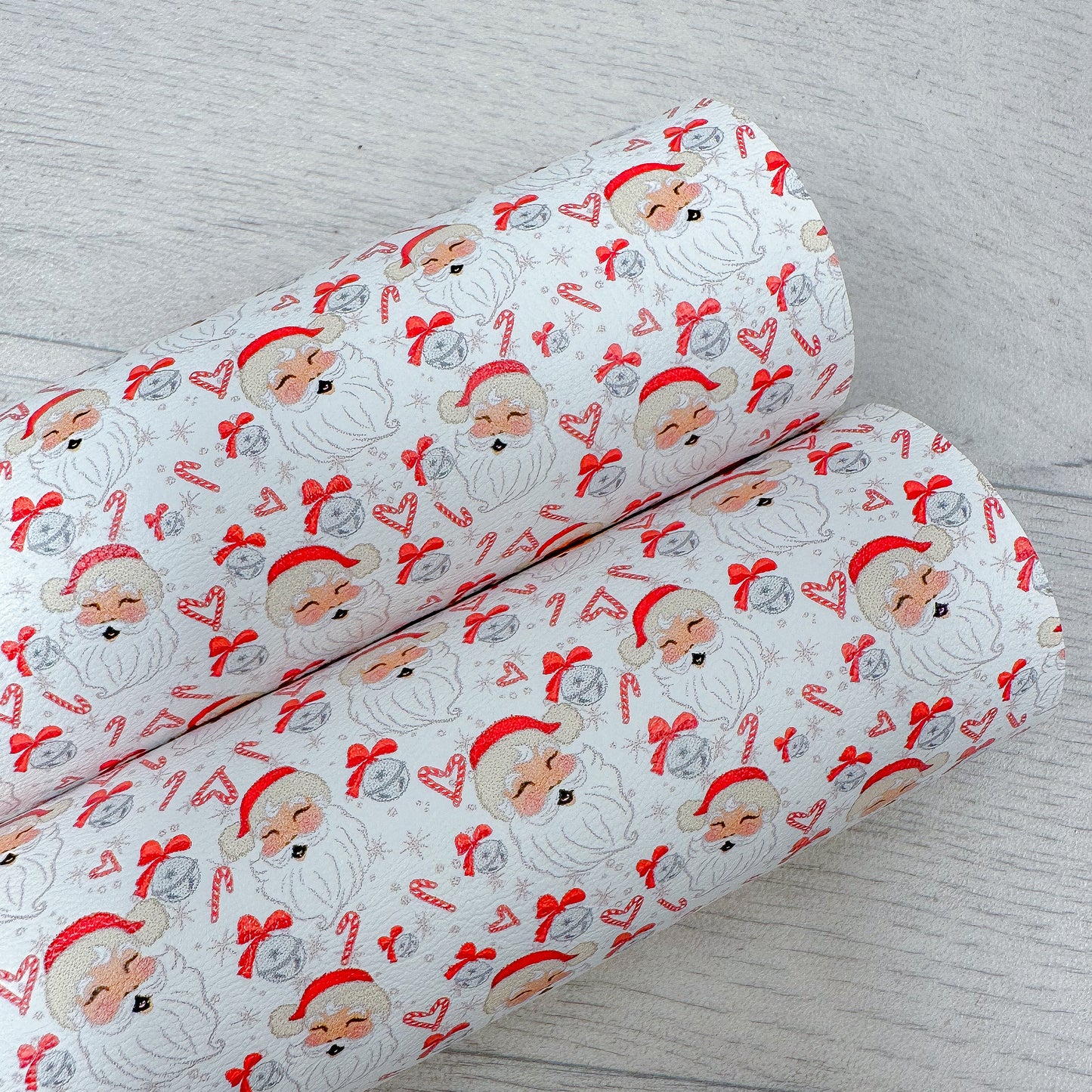 White Hey Santa Leatherette