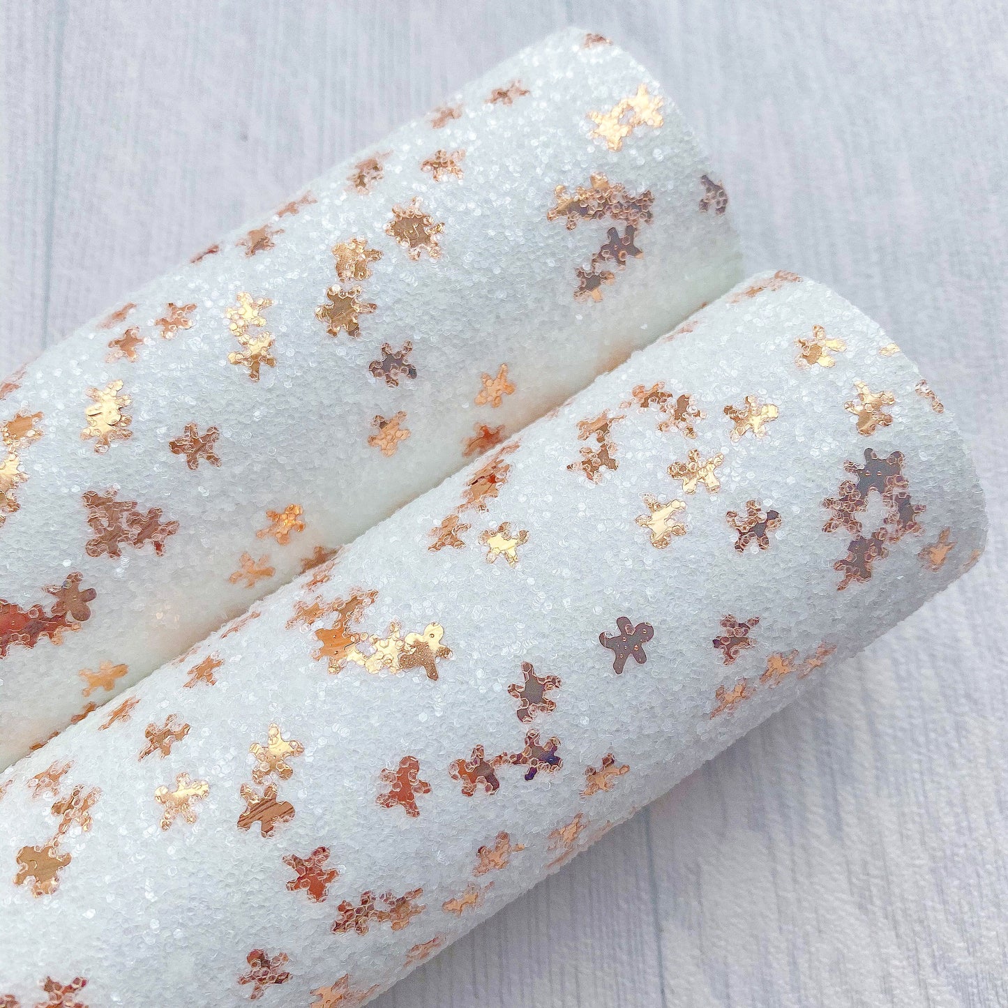 Gingerbread man Christmas Chunky Glitter fabric A4 sheet bow crafts