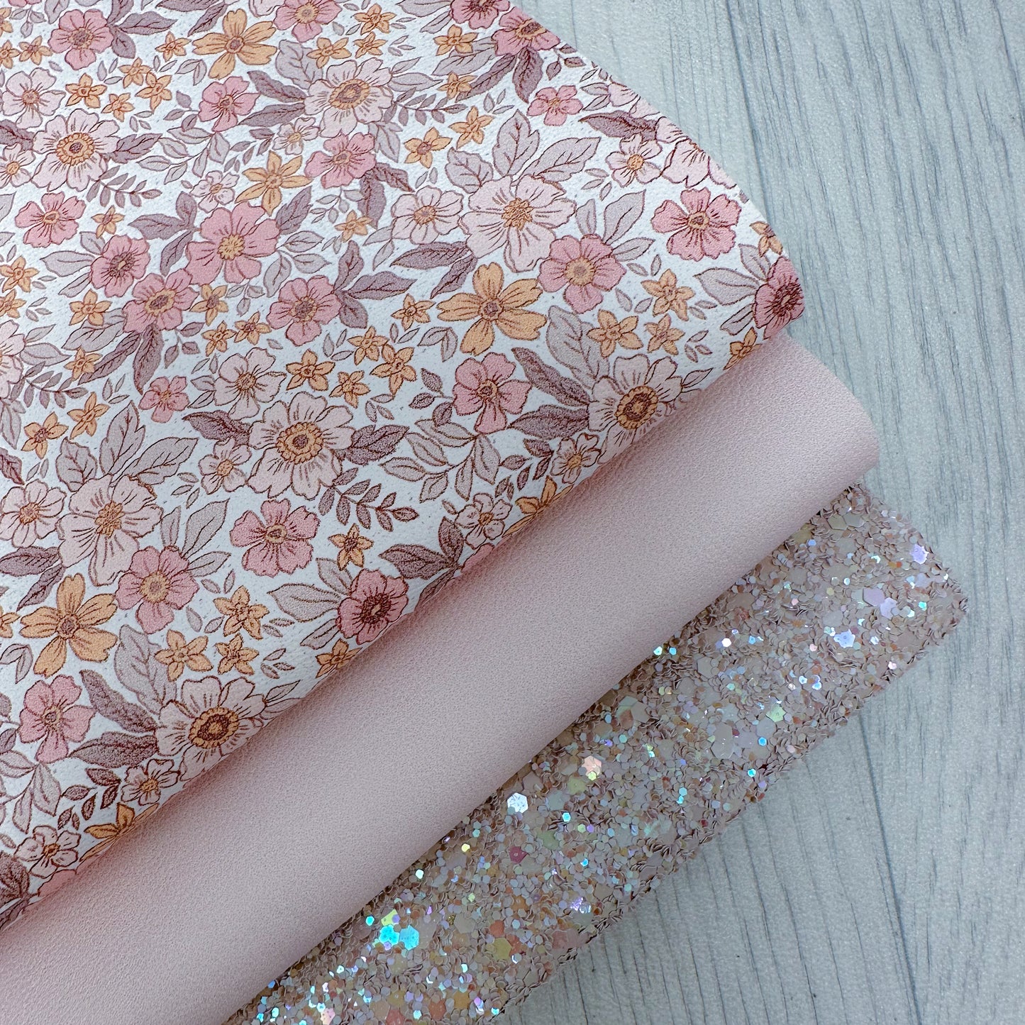 Boho Blooms Pink Glitter Trio