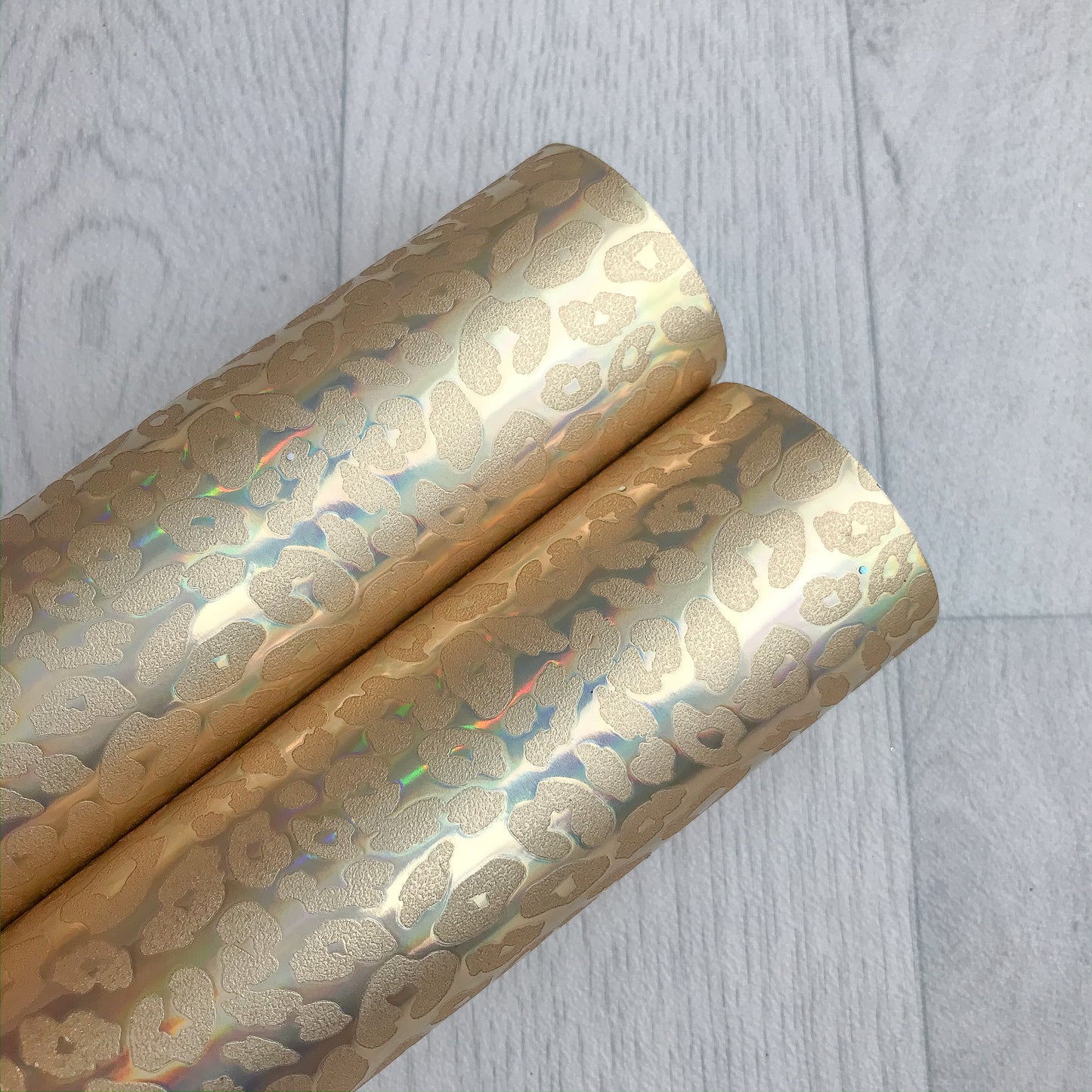 Hologram Gold Leopard Faux Leather
