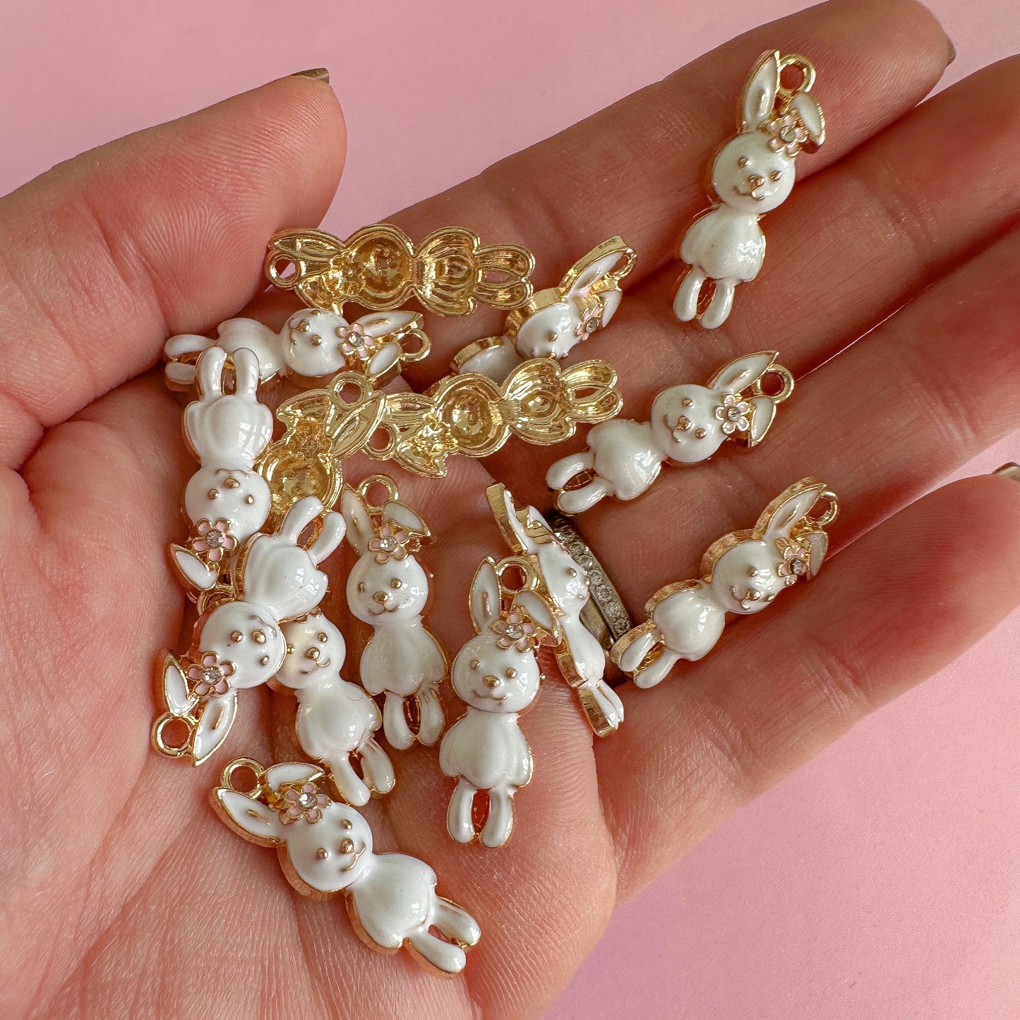 Cute Bunny Crystal Charm