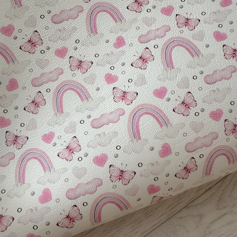 Rainbows & Pink Butterflies Leatherette