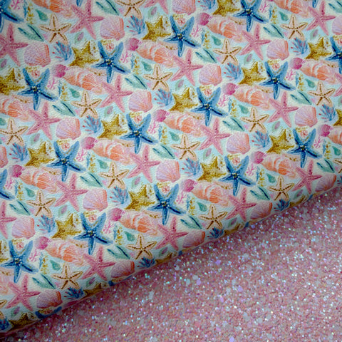 Duo Pastel Starfish Glitter & Leather Sheets