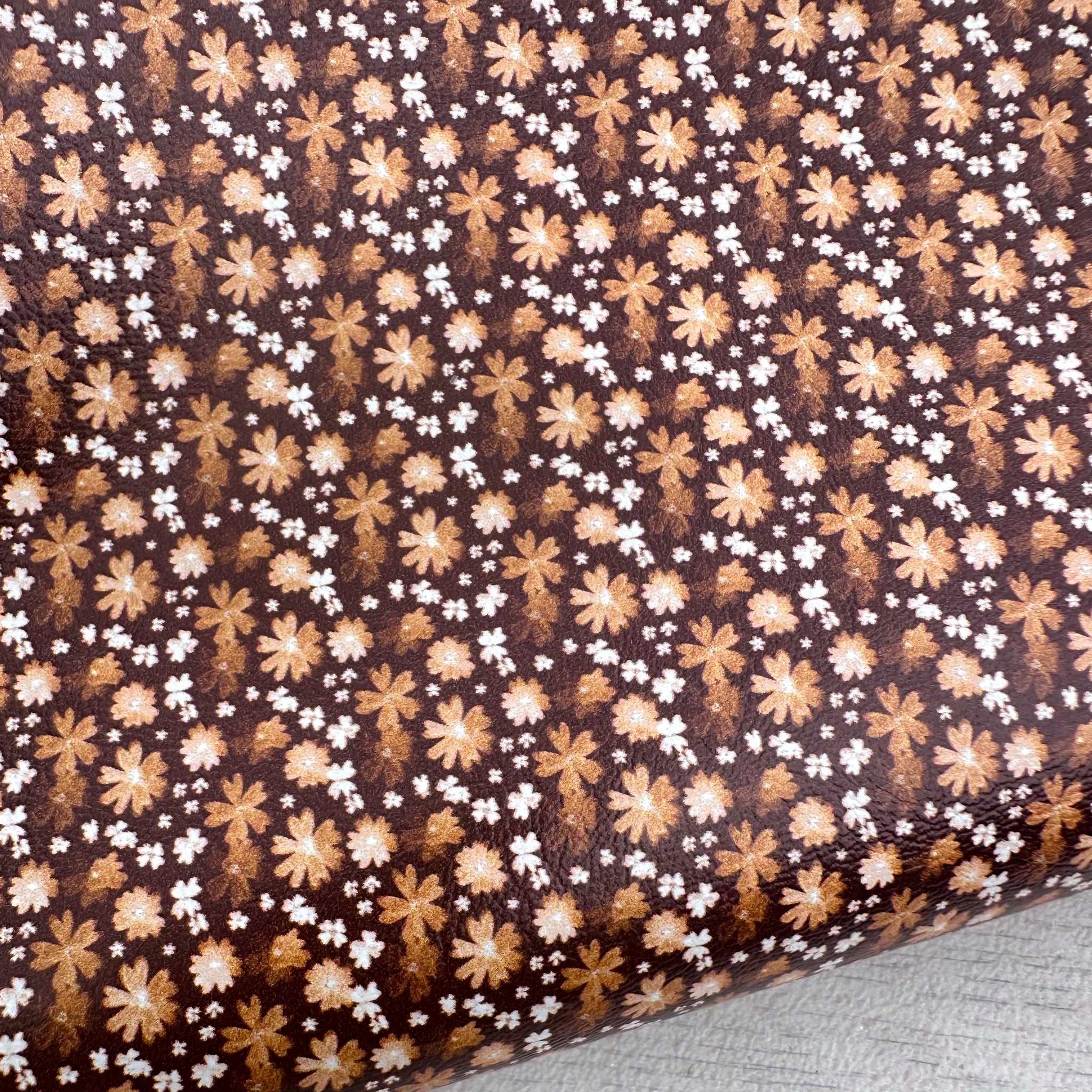 Brown Floral Leatherette