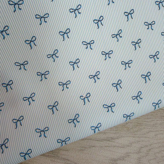 Blue Bows Stripes Leatherette