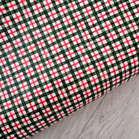 Red & Green Plaid Tartan Leatherette