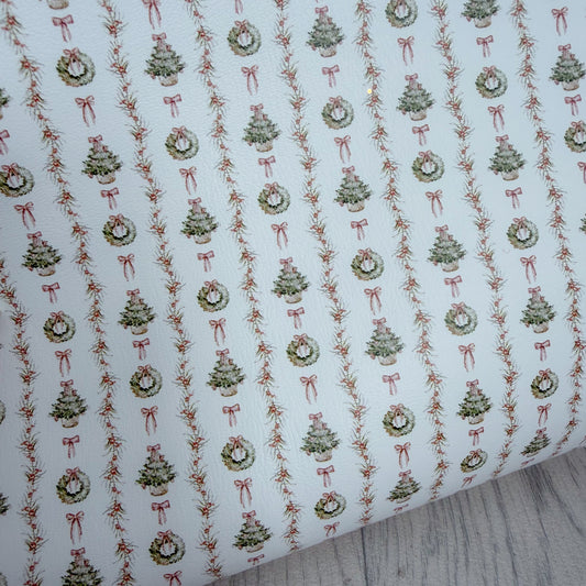 Wreaths, Bows & Trees Faux Leather Sheet