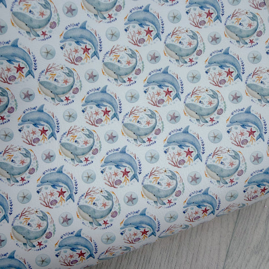Dolphins & Whales Faux Leather Sheet